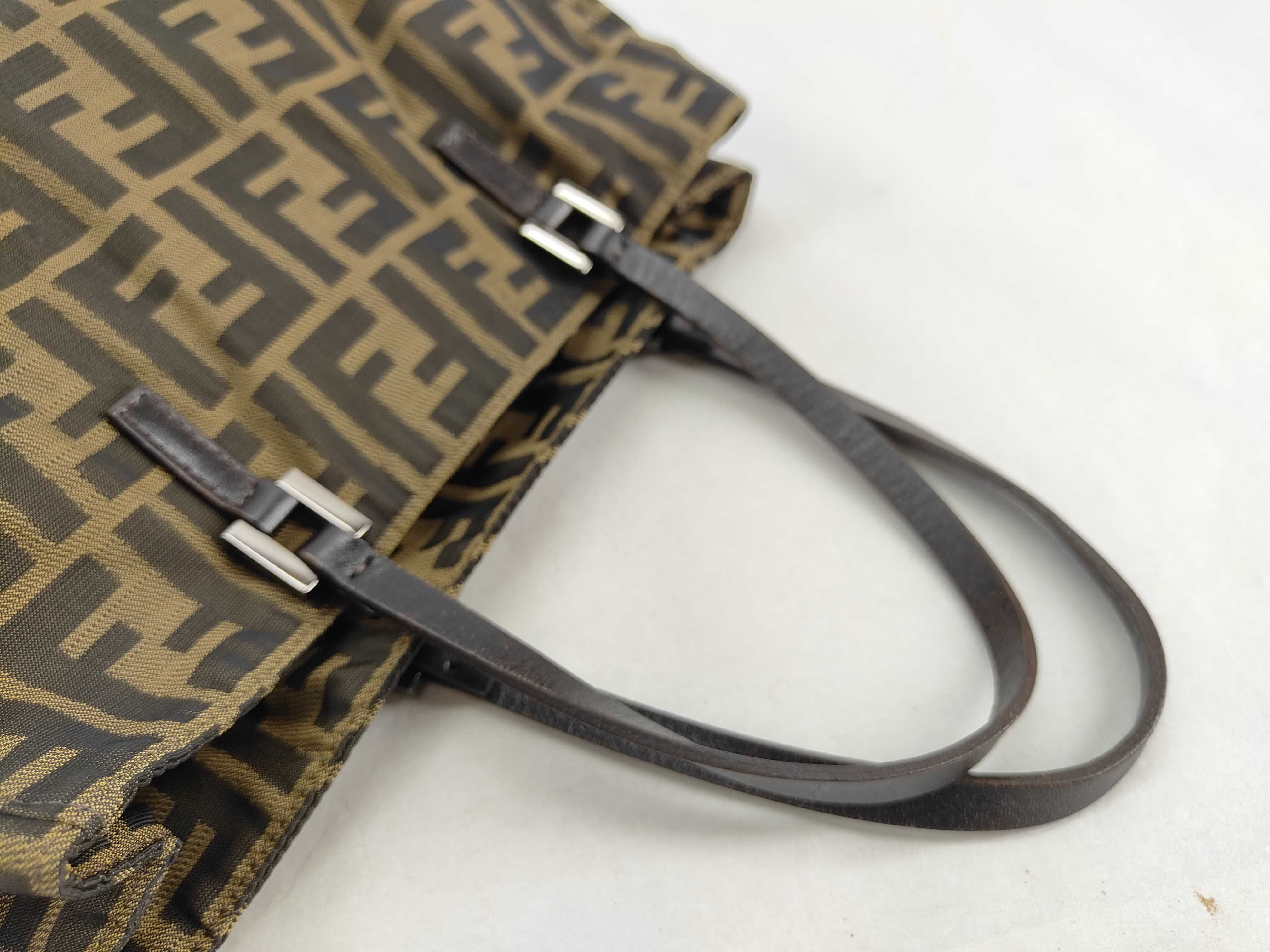 Mini Tote Bag, Nylon Canvas/Leather, Brown, 3202.8BH018.028 (Handbag) — view 3