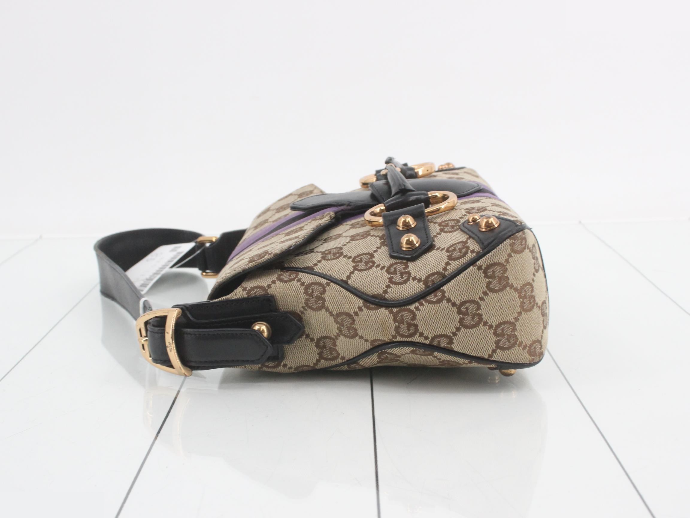 Horsebit GG Canvas Leather One-Shoulder Bag — view 4