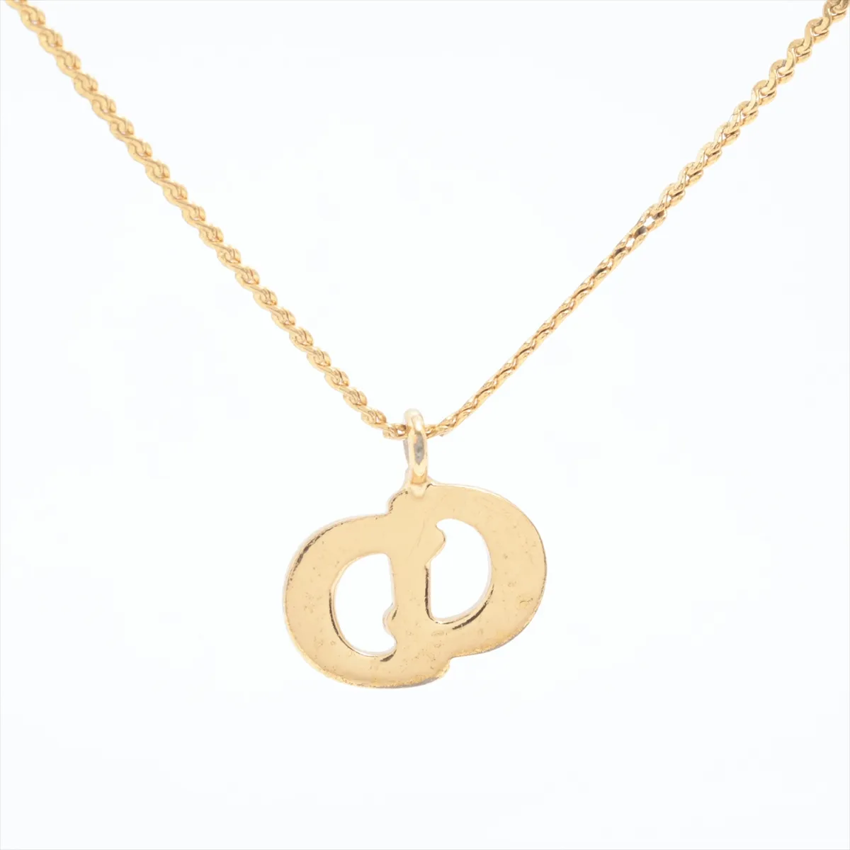 CD logo necklace, GP x rhinestones, gold. Shows — view 2