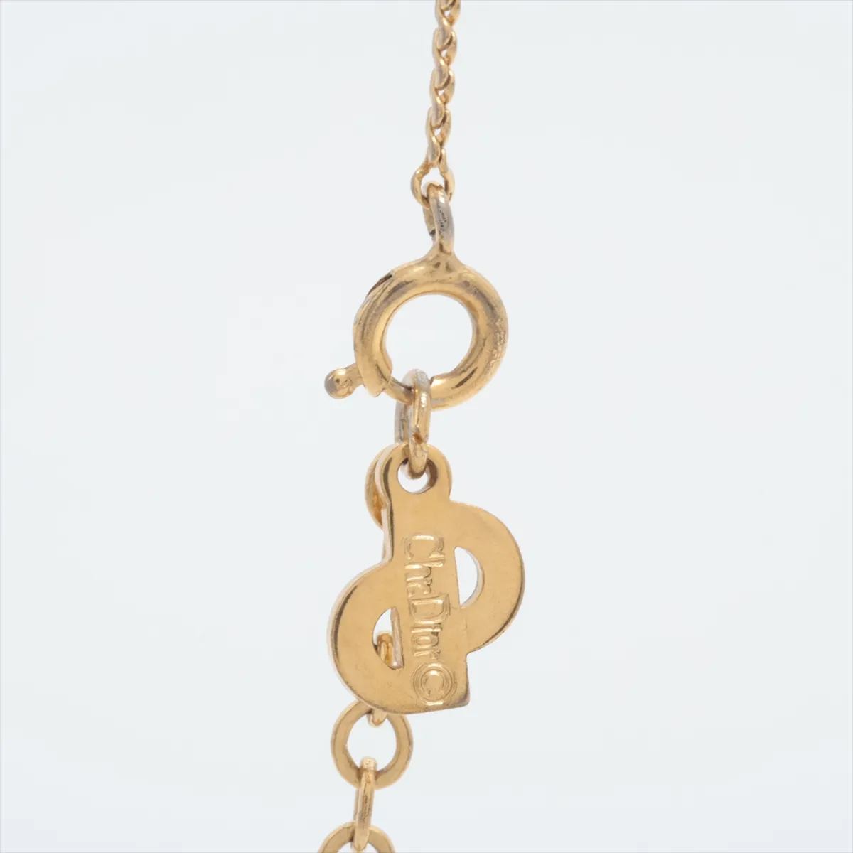 CD logo necklace, GP x rhinestones, gold. Shows — view 3