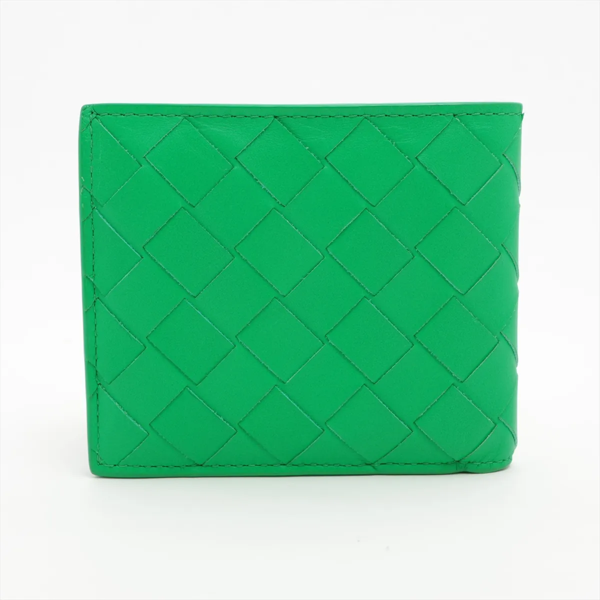 Intrecciato Leather Compact Wallet Green — view 2