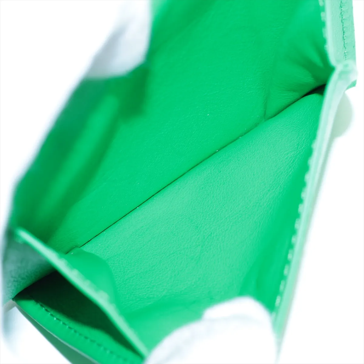 Intrecciato Leather Compact Wallet Green — view 6
