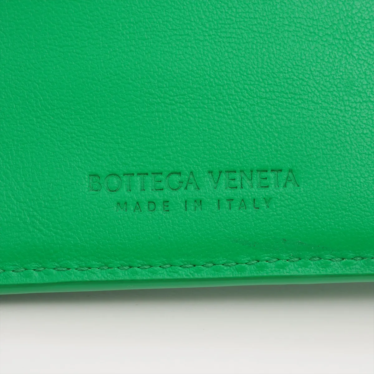 Intrecciato Leather Compact Wallet Green — view 7