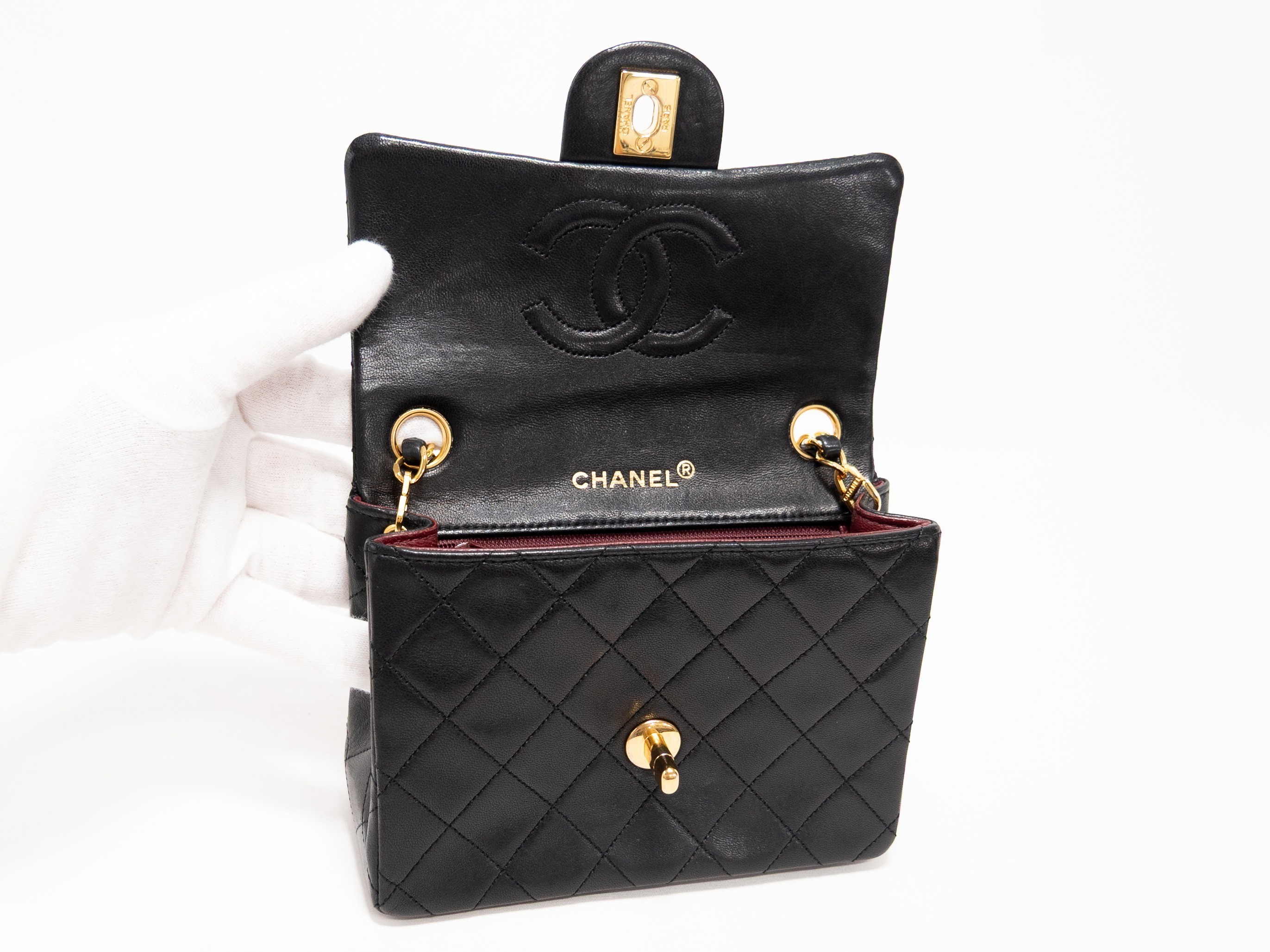 Mini Matelassé Seal Black Lambskin — view 8