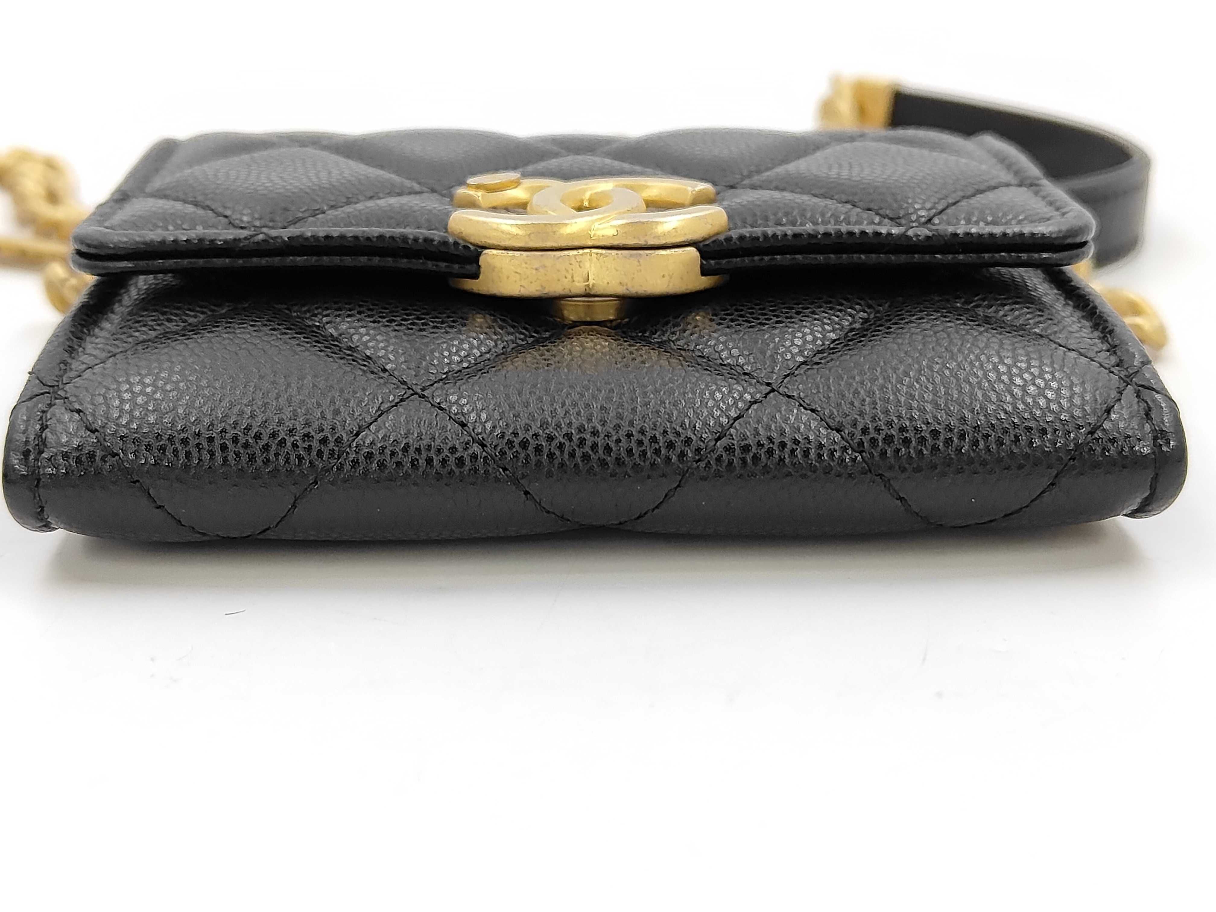 19 Matelassé Mini Chain Wallet Caviar Leather Black Gold Hardware Shoulder Bag — view 7