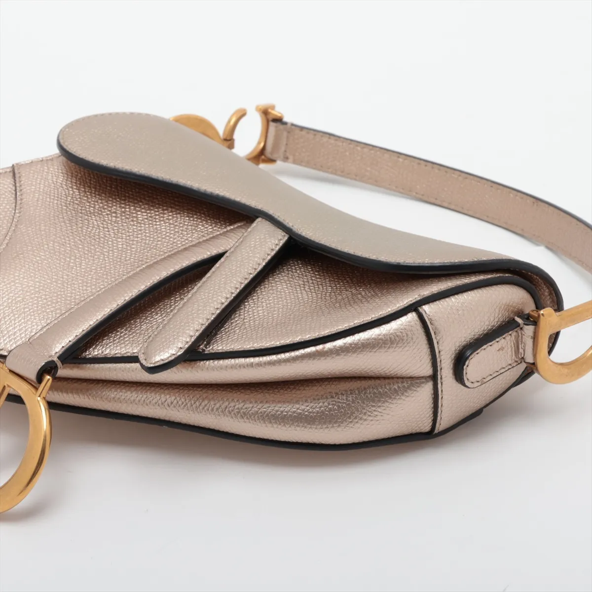 Saddle Leather Handbag, Gold — view 3