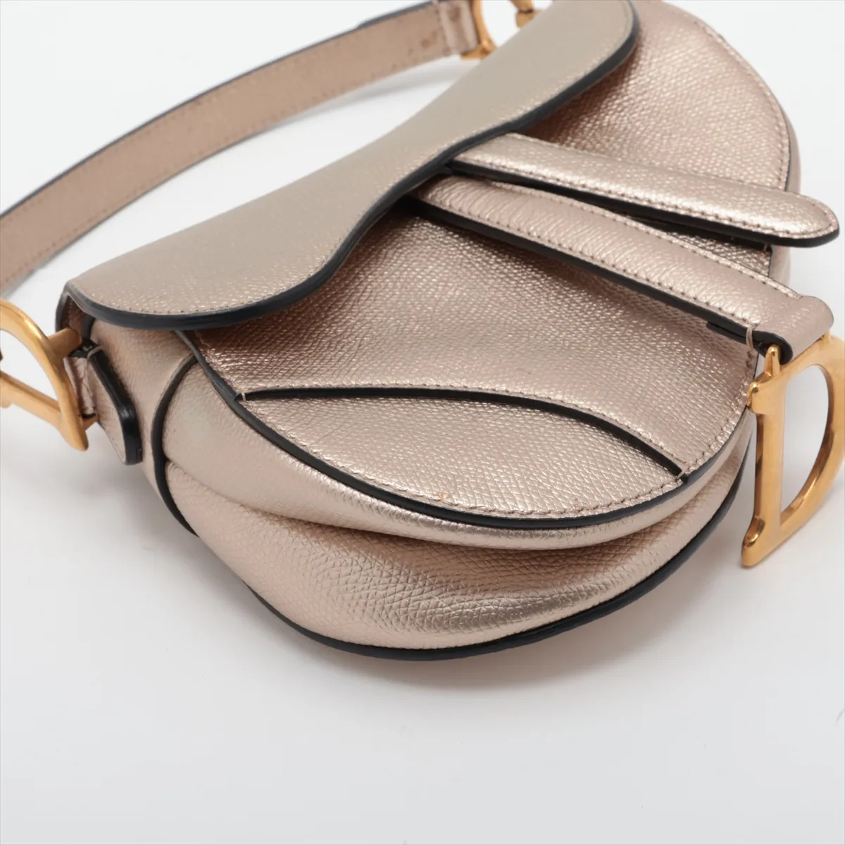 Saddle Leather Handbag, Gold — view 4