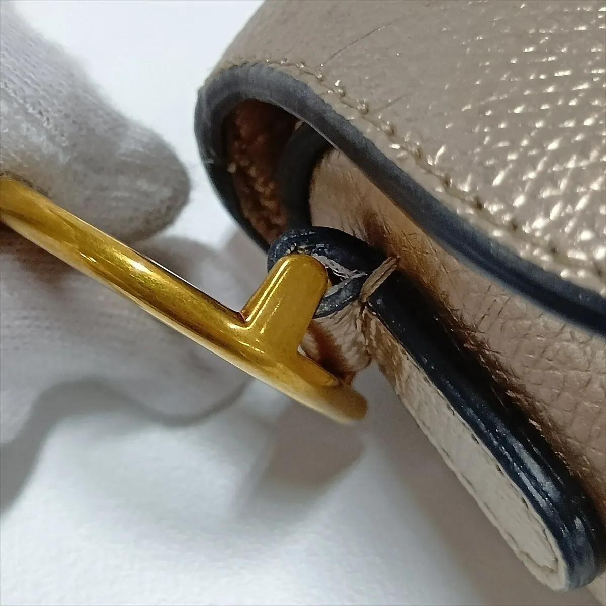 Saddle Leather Handbag, Gold — view 9