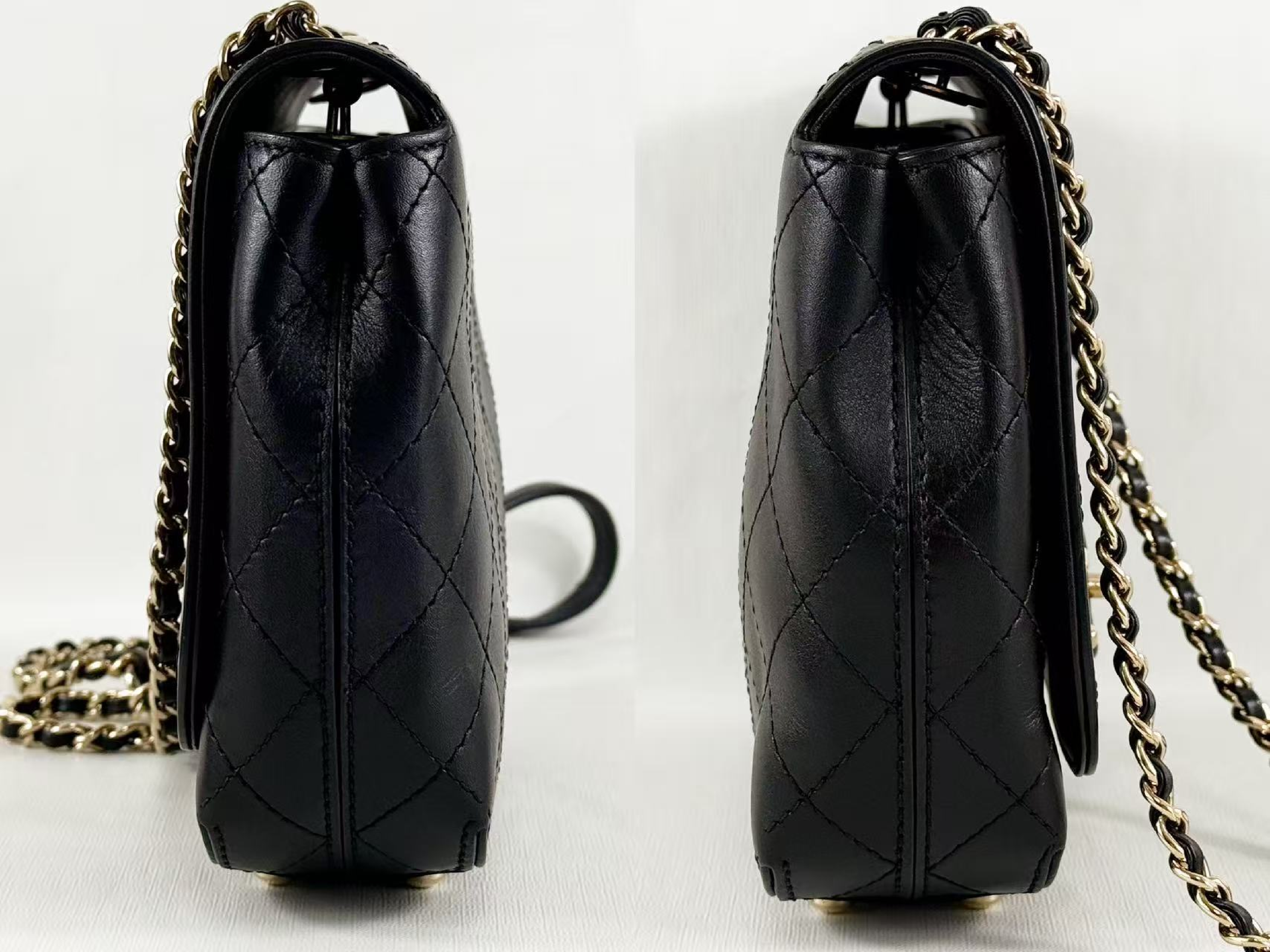 Black Matelassé Shoulder Bag, W19/H16/D4.5cm (approx.), serial number in the 27 range, with dust bag and seal, gold hardware, 27864295. — view 11