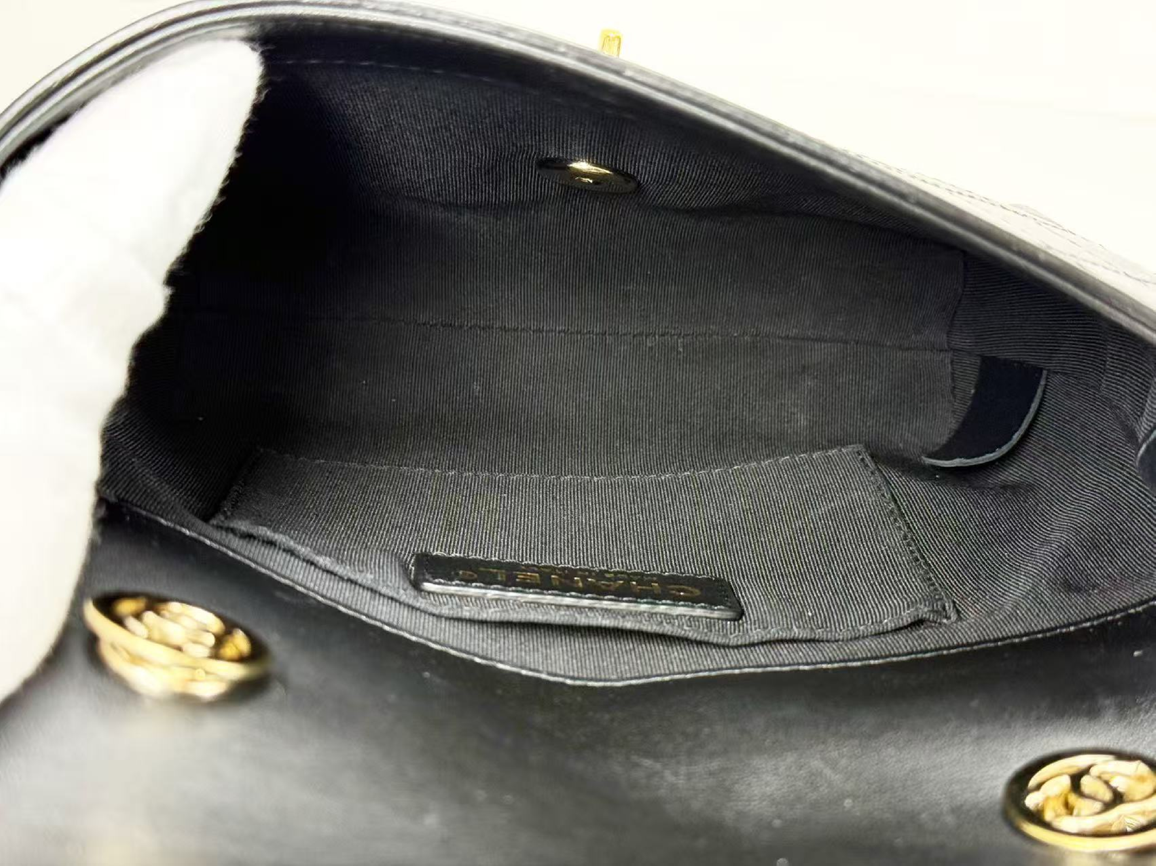 Black Matelassé Shoulder Bag, W19/H16/D4.5cm (approx.), serial number in the 27 range, with dust bag and seal, gold hardware, 27864295. — view 15