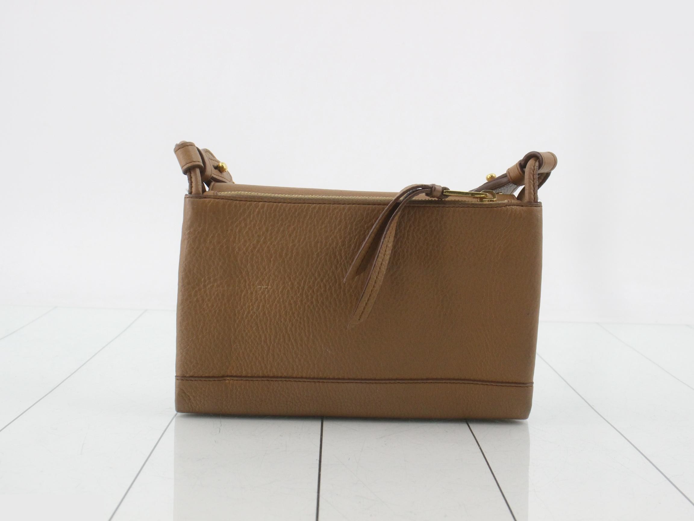 cowhide leather shoulder bag, caramel color — view 2