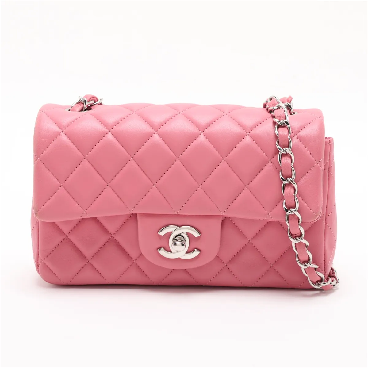 Mini Matelassé 20 Lambskin Chain Shoulder Bag, Pink, Silver Hardware, 18513647, Serial Number 18-series, A69900
