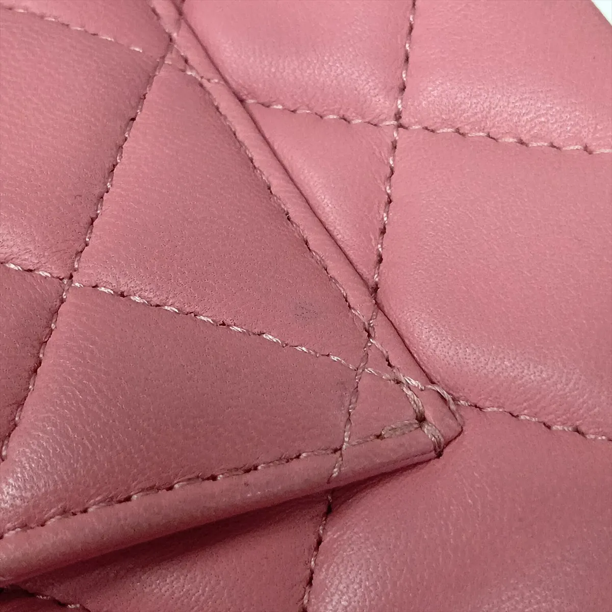 Mini Matelassé 20 Lambskin Chain Shoulder Bag, Pink, Silver Hardware, 18513647, Serial Number 18-series, A69900 — view 12