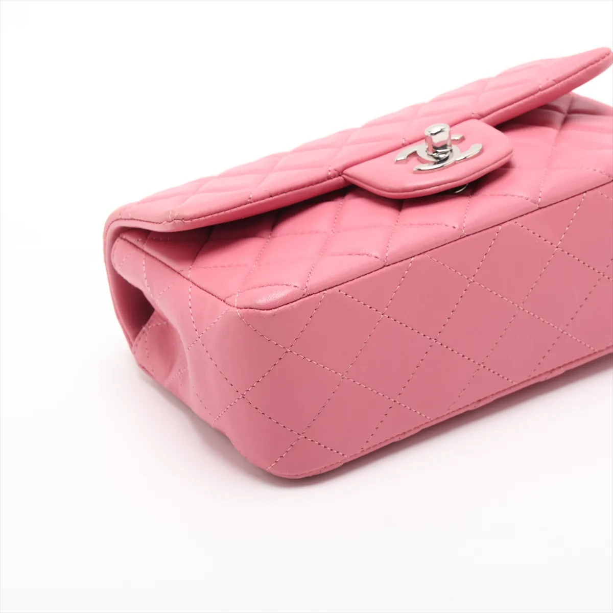 Mini Matelassé 20 Lambskin Chain Shoulder Bag, Pink, Silver Hardware, 18513647, Serial Number 18-series, A69900 — view 4