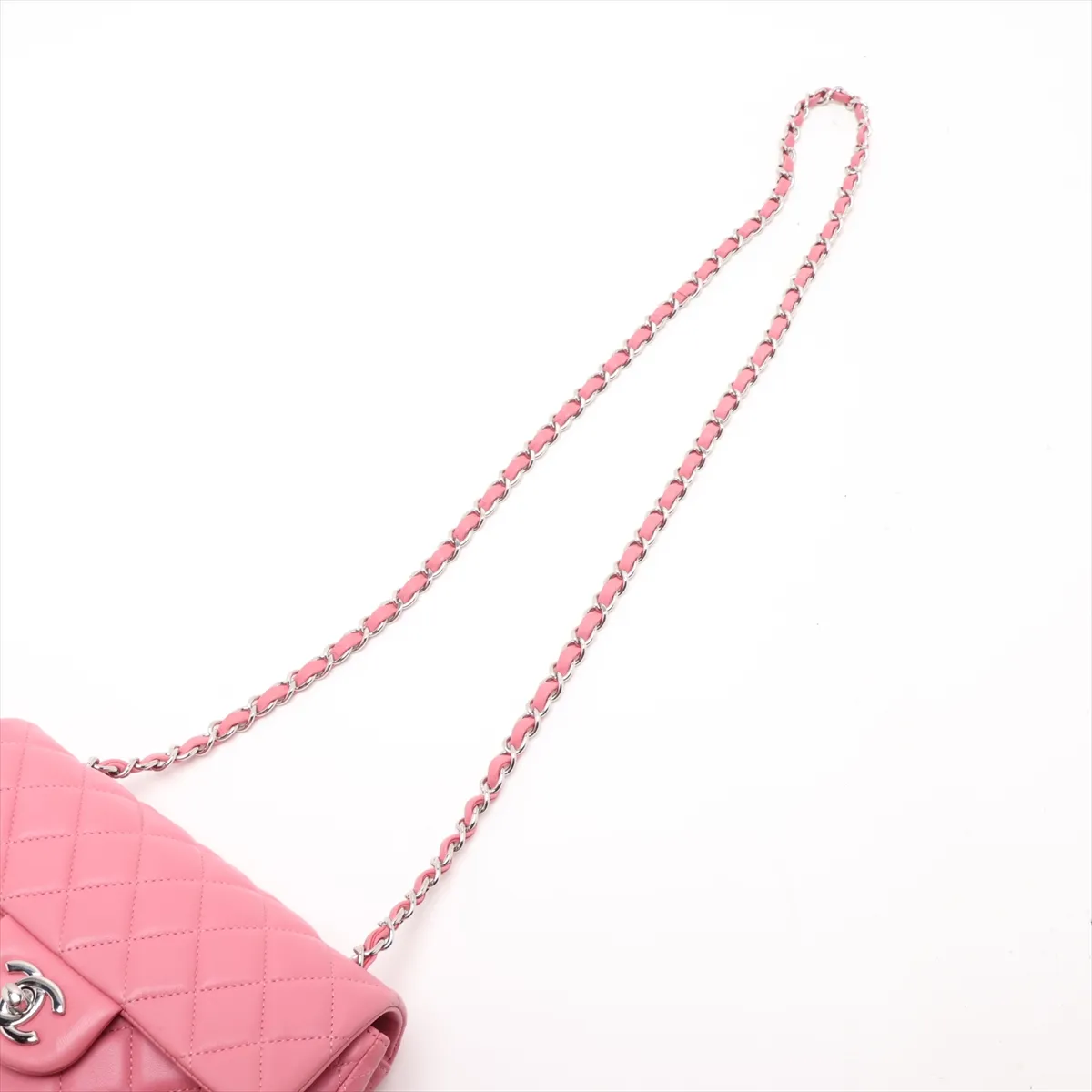 Mini Matelassé 20 Lambskin Chain Shoulder Bag, Pink, Silver Hardware, 18513647, Serial Number 18-series, A69900 — view 5