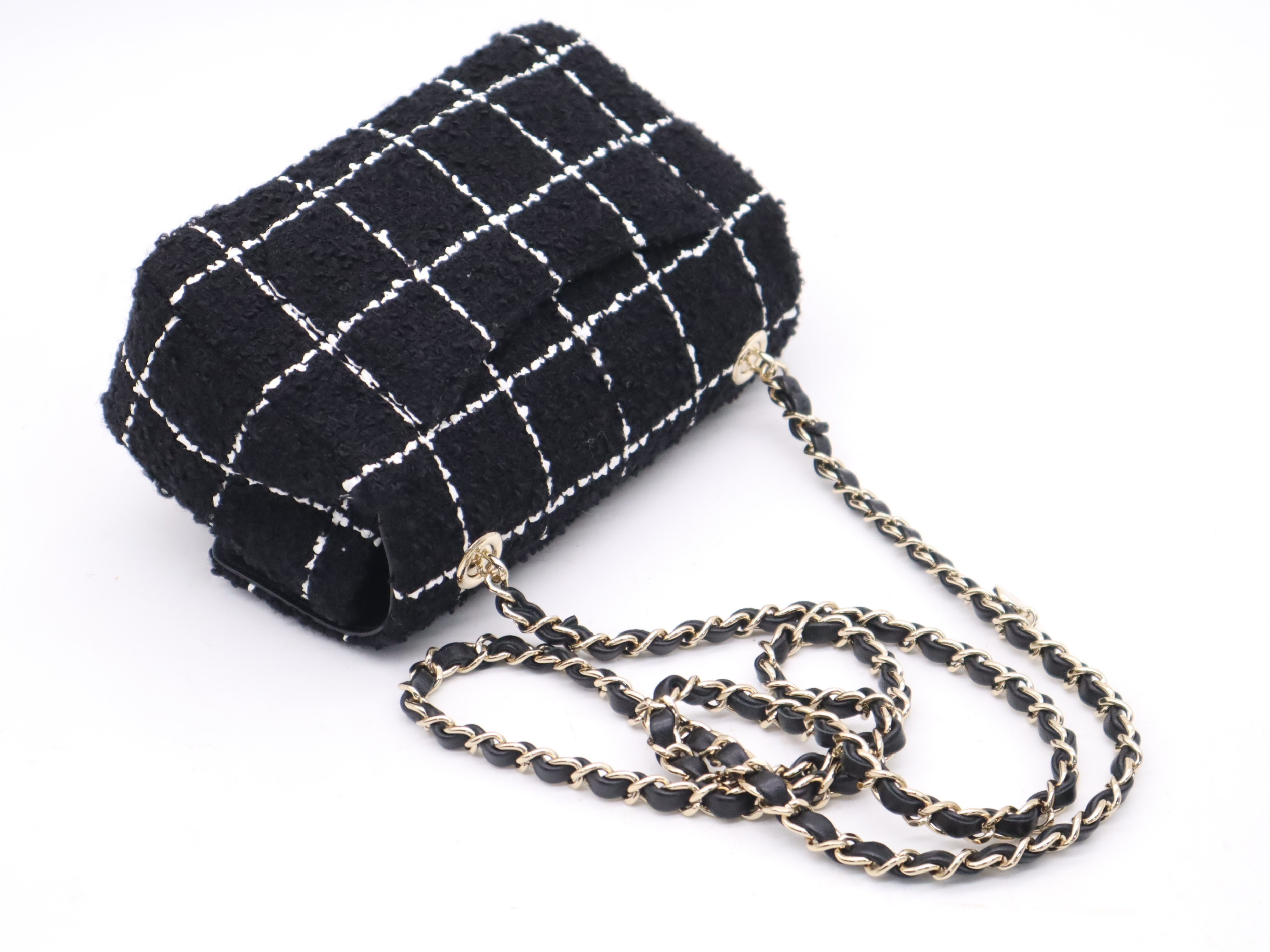 AS4388 Tweed Small Flap Bag Camellia Black (Includes 2 dust bags and box) Shoulder Bag — view 6