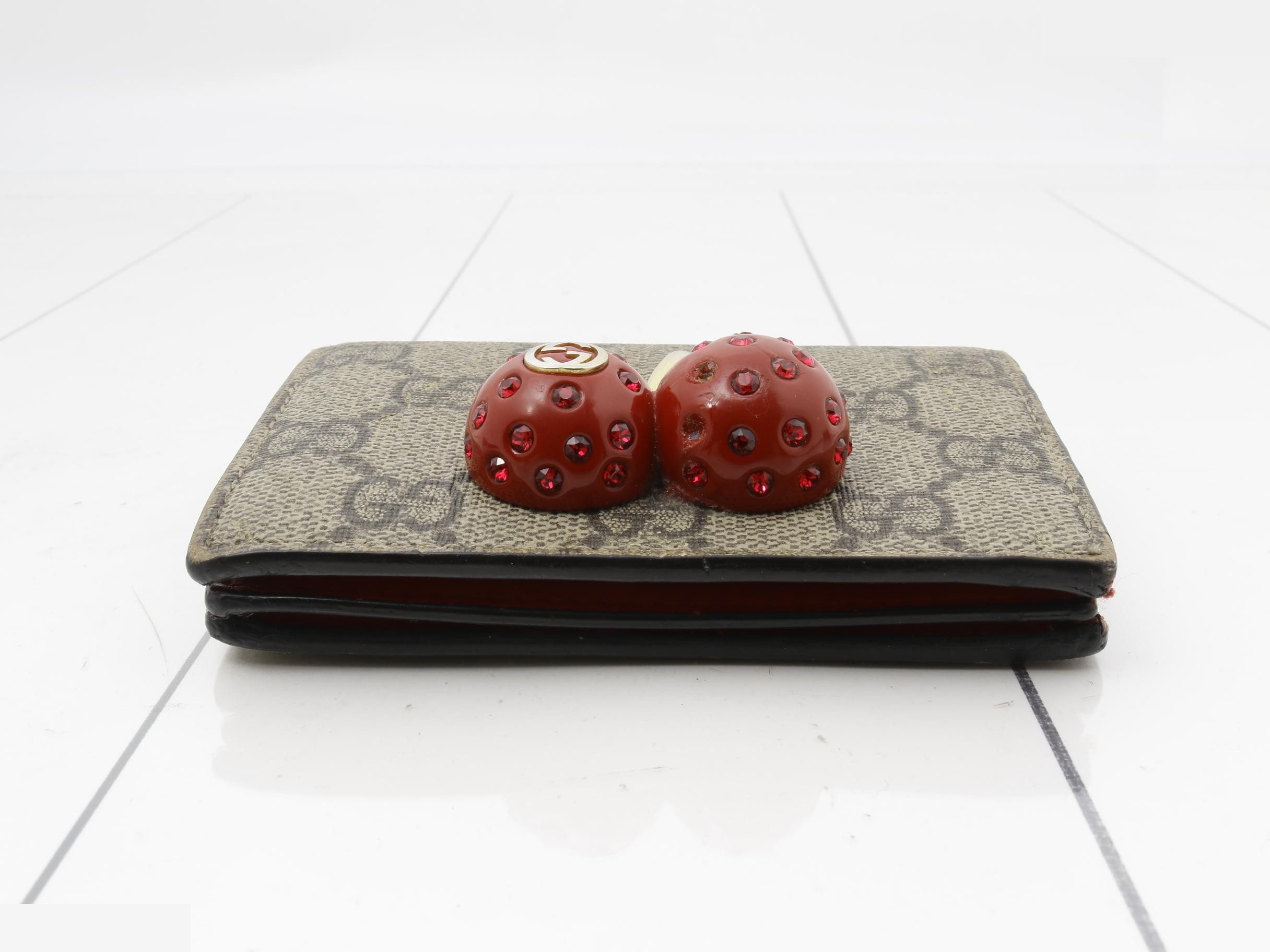 GG Supreme Card Case with Cherry Design (with Coin and Bill Compartments) — view 3