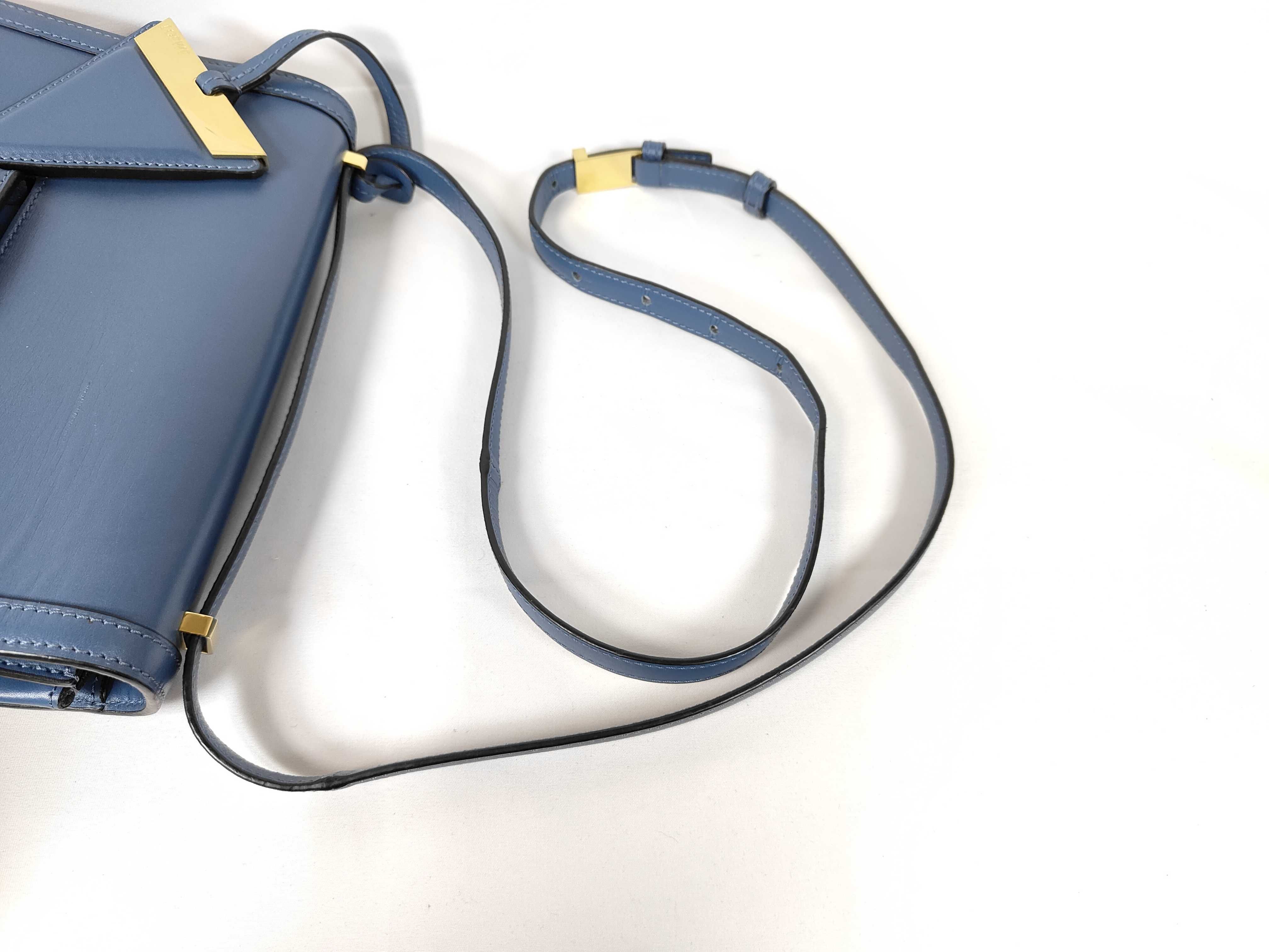 Barcelona Leather Shoulder Bag, Blue — view 3