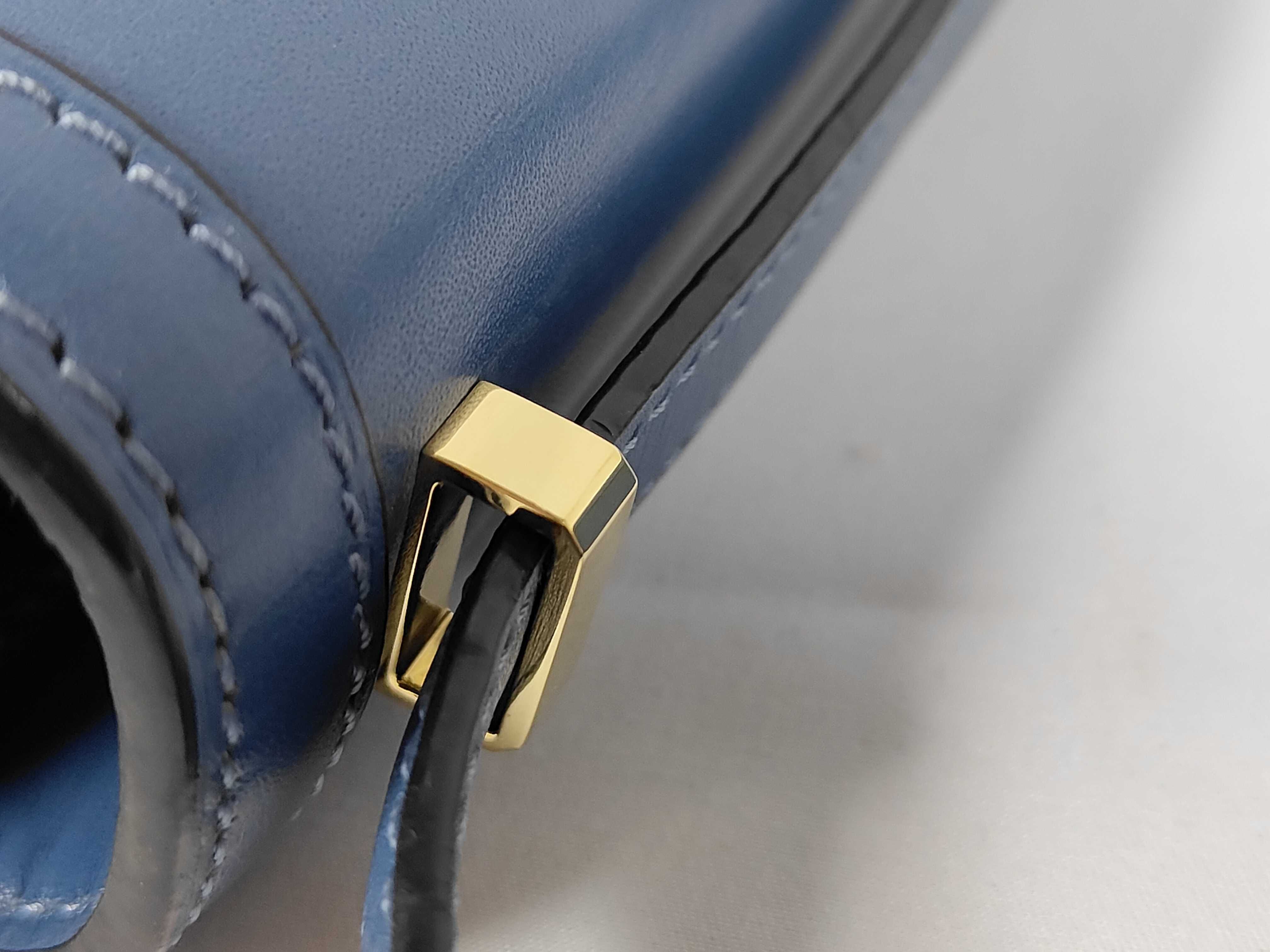 Barcelona Leather Shoulder Bag, Blue — view 5