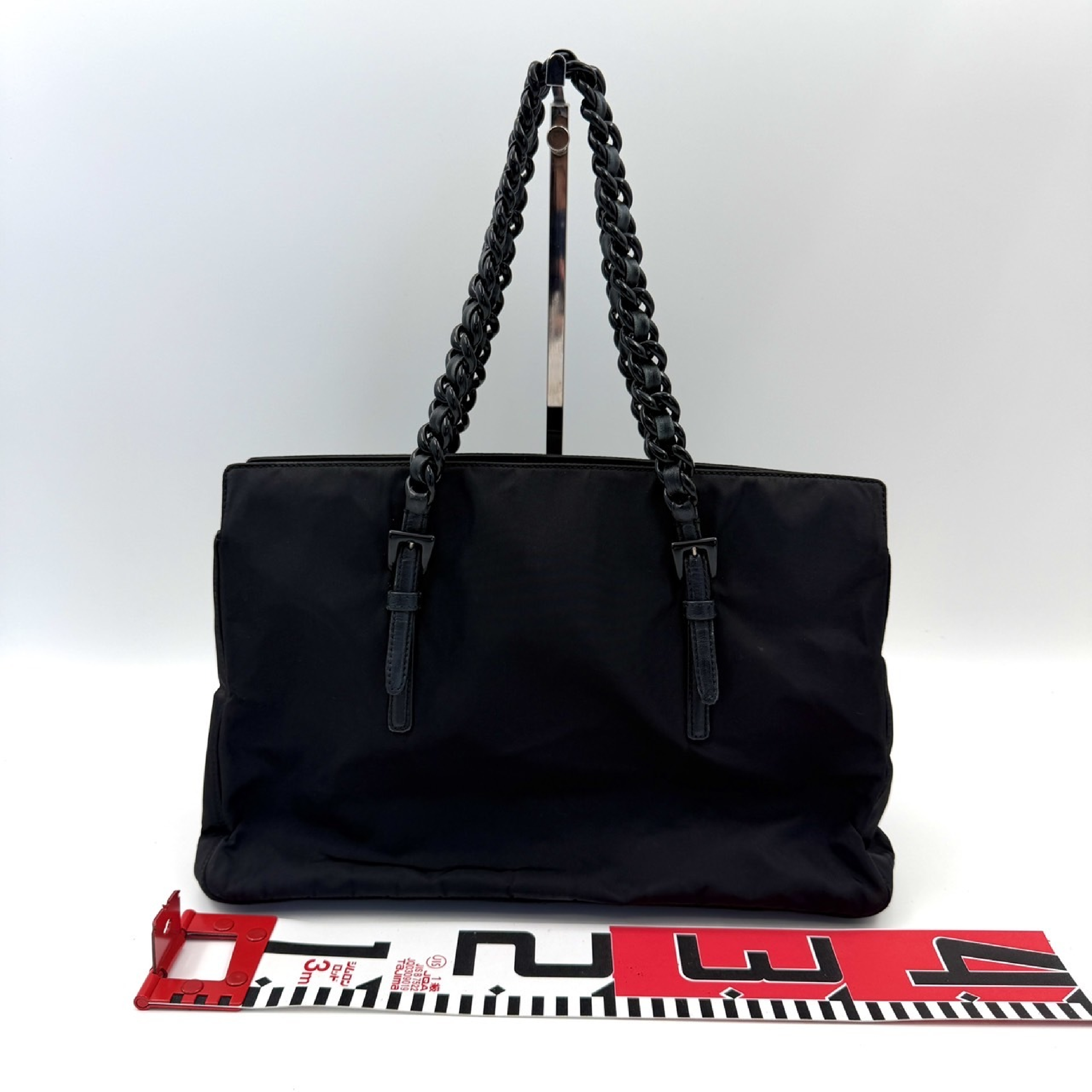Nylon Handbag Triangle Black Shoulder Bag — view 2