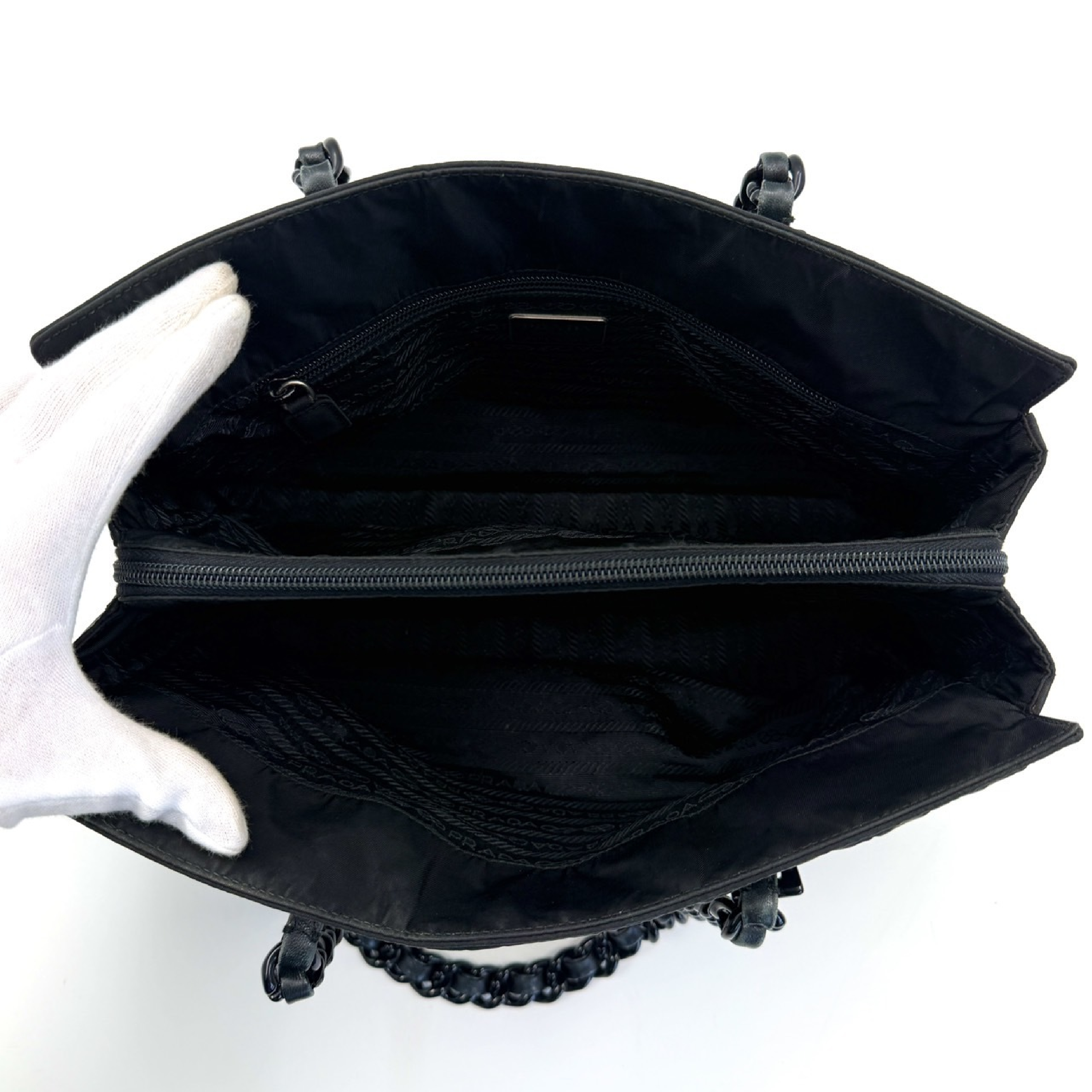 Nylon Handbag Triangle Black Shoulder Bag — view 5