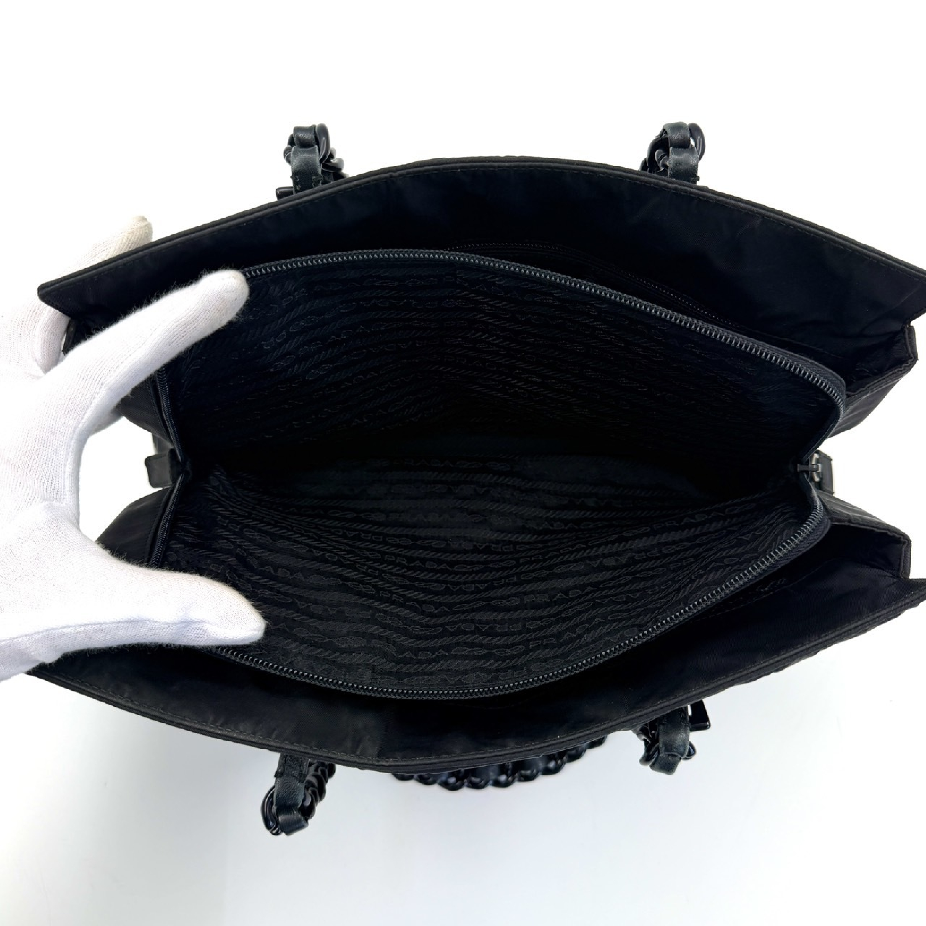 Nylon Handbag Triangle Black Shoulder Bag — view 6