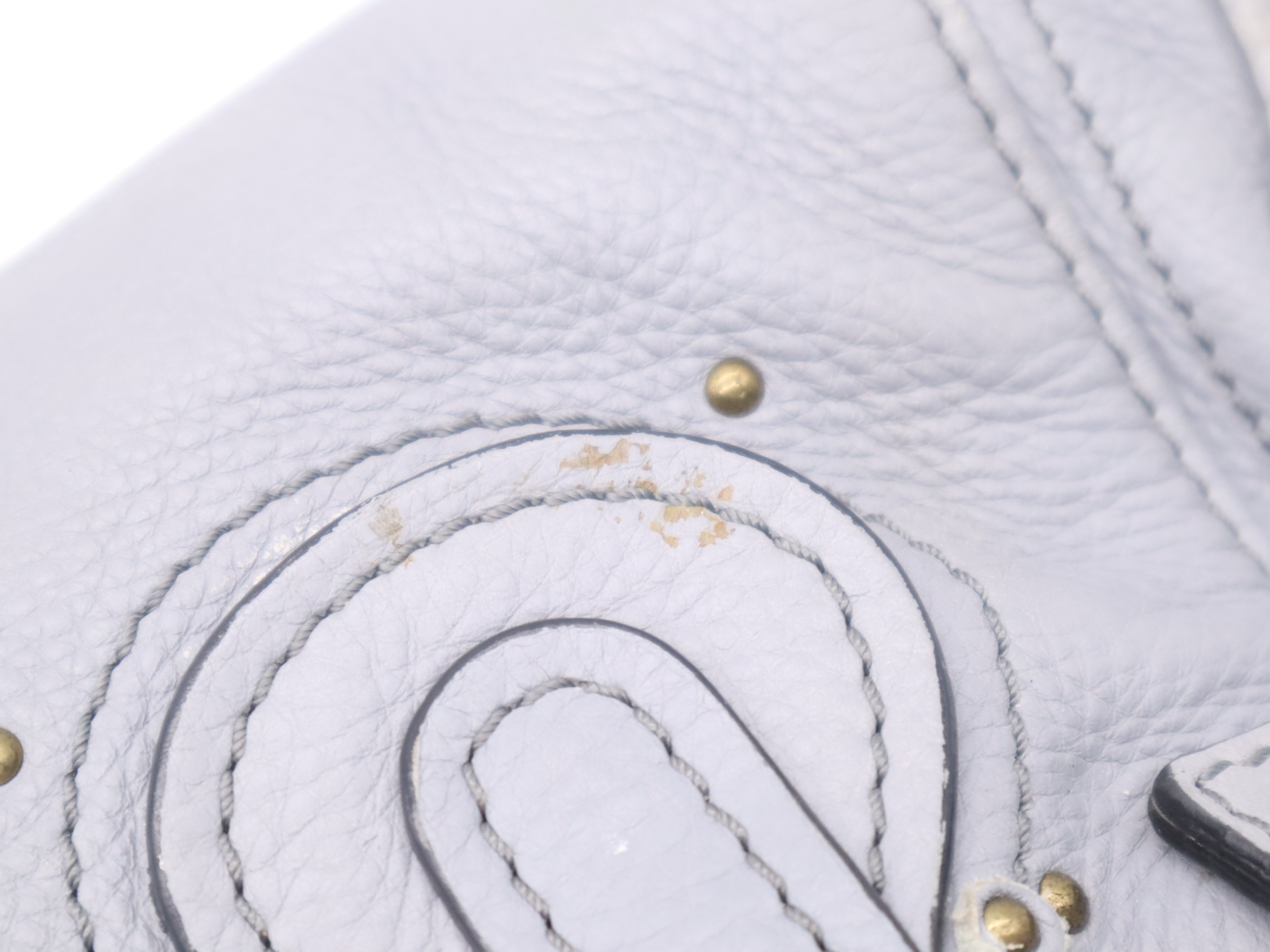 Leather Paddington Tote Bag in Blue-Gray with Gold Hardware and Key — view 9