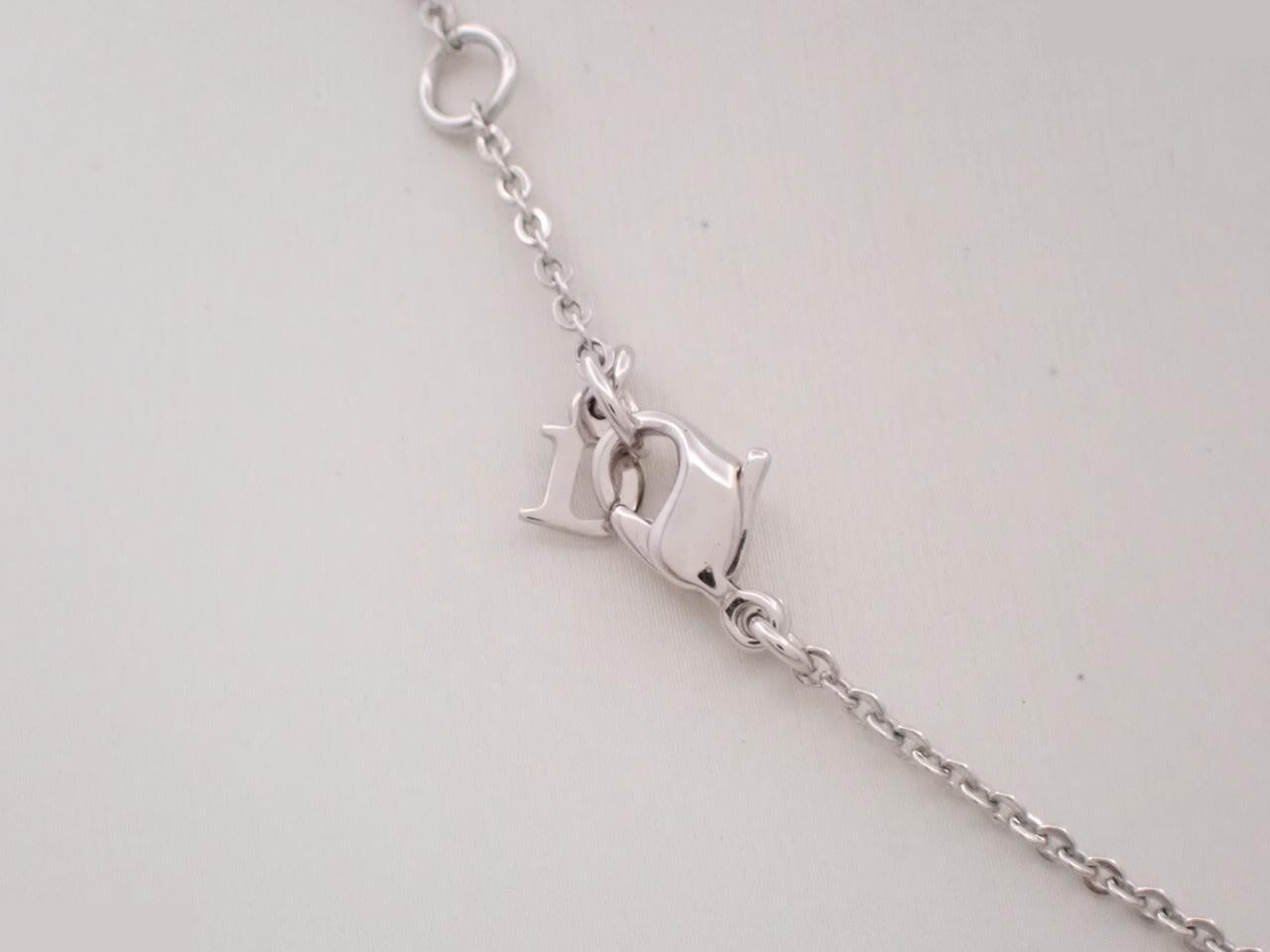 Triple logo rhinestone necklace, silver color, chain approximately 44cm — view 2