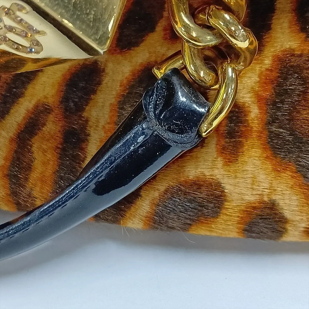 Gambler Calf Hair x Patent Leather x Velvet Handbag Brown x Red — view 15