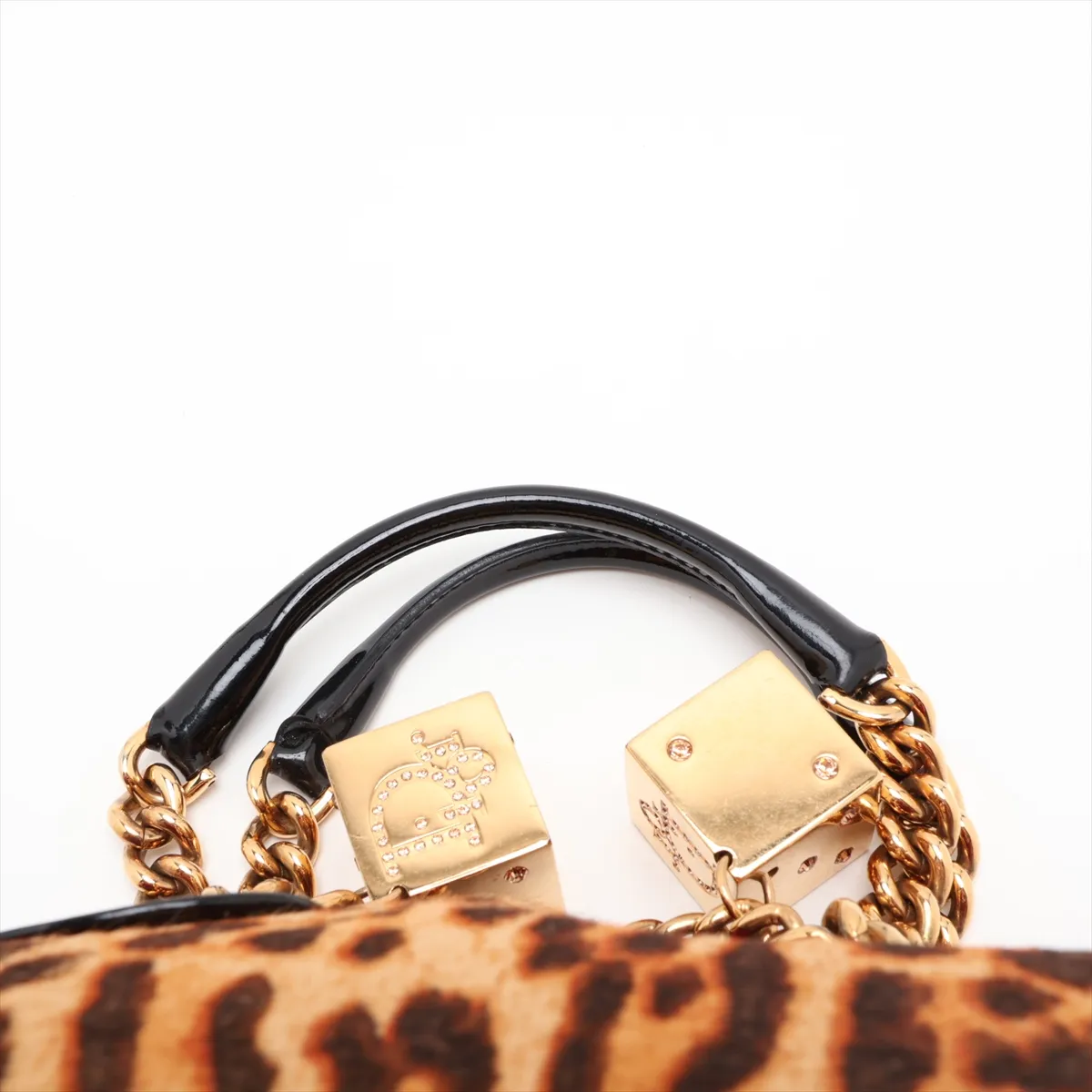Gambler Calf Hair x Patent Leather x Velvet Handbag Brown x Red — view 6