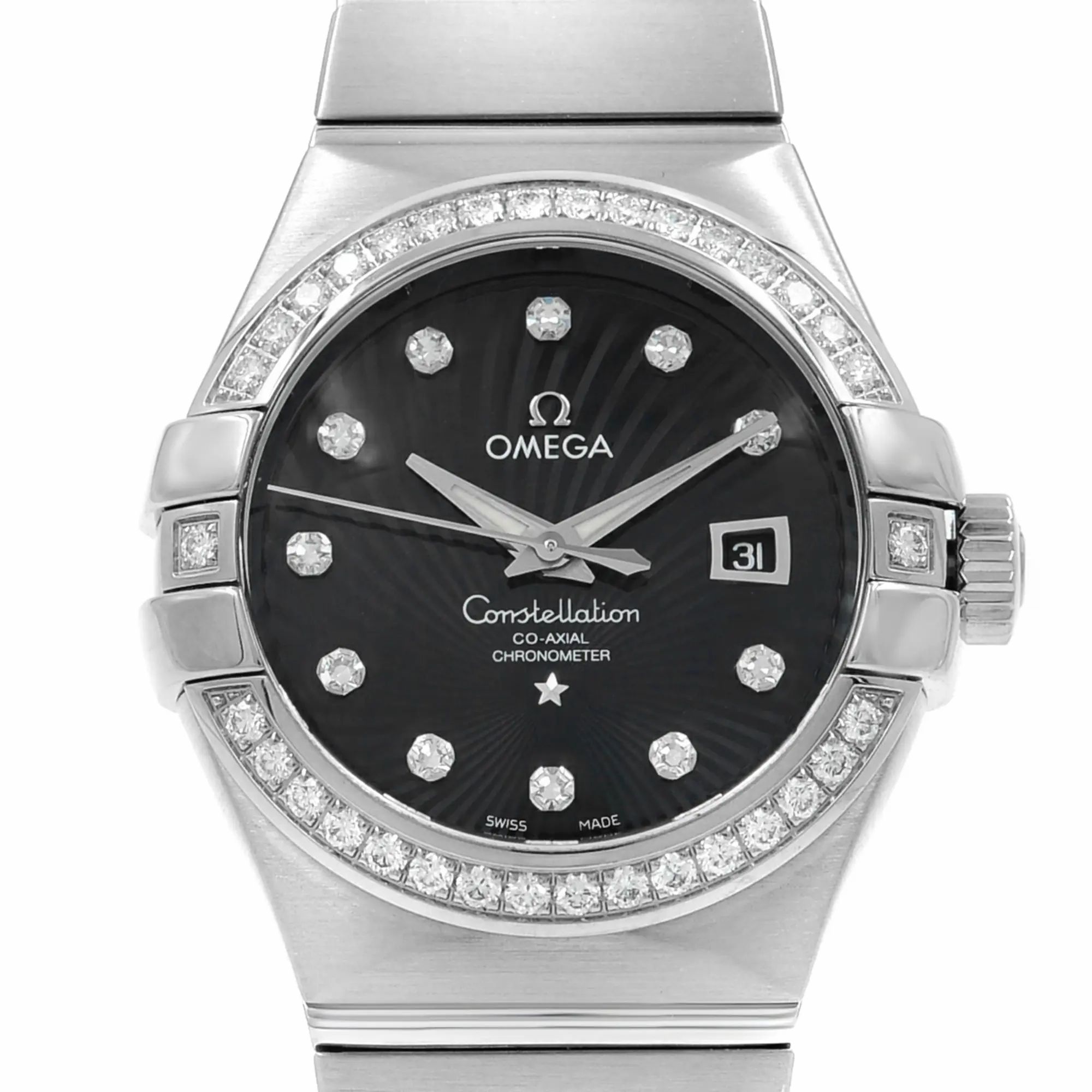 Constellation 18K White Gold Black Dial Ladies Watch 123.55.31.20.51.001 — view 2