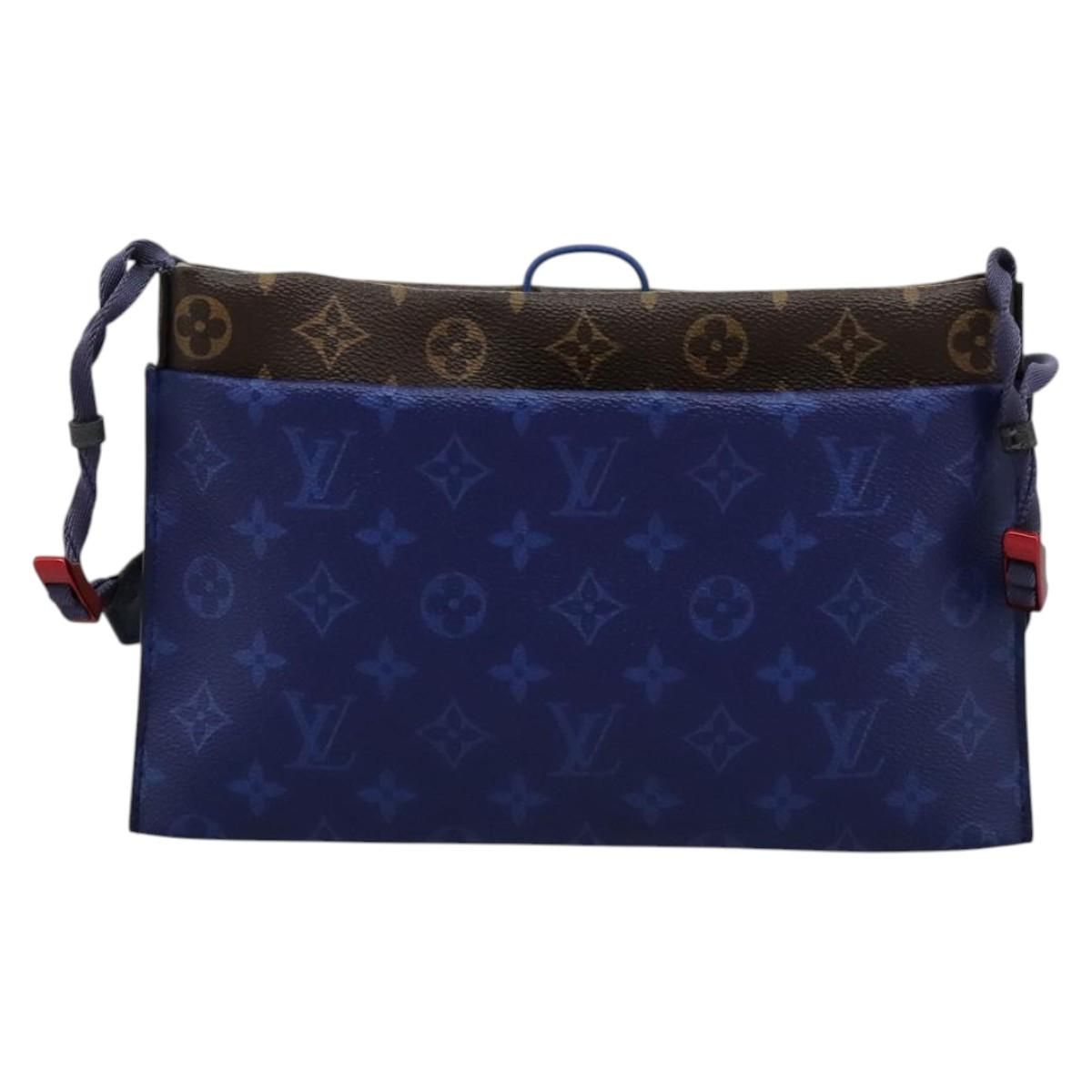 Pacific Split Sacoche Shoulder Bag Blue M 43854 Auth, Blue — view 13