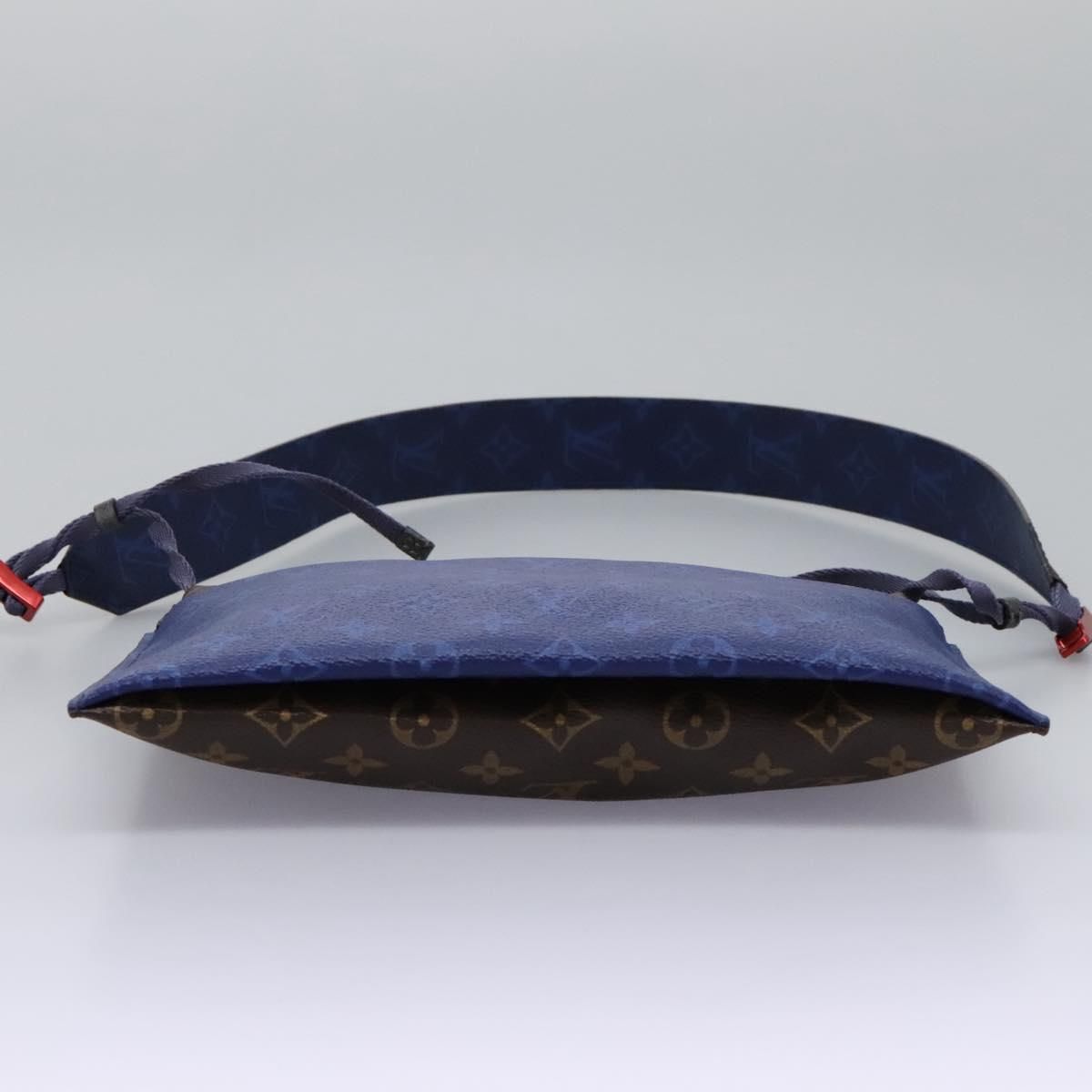 Pacific Split Sacoche Shoulder Bag Blue M 43854 Auth, Blue — view 5