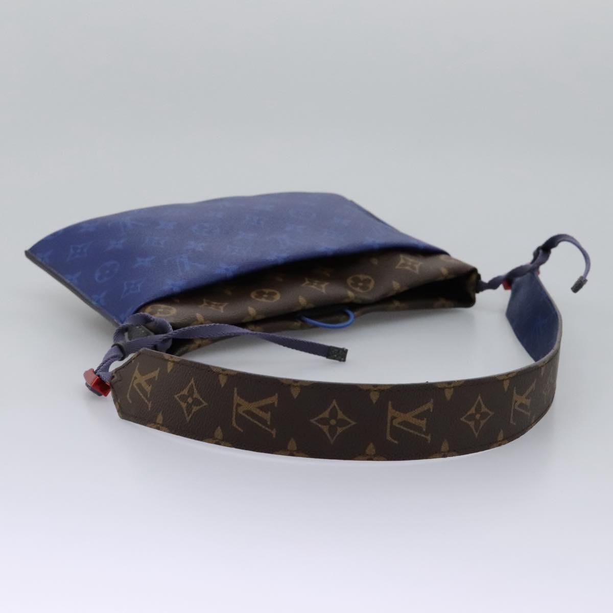 Pacific Split Sacoche Shoulder Bag Blue M 43854 Auth, Blue — view 7