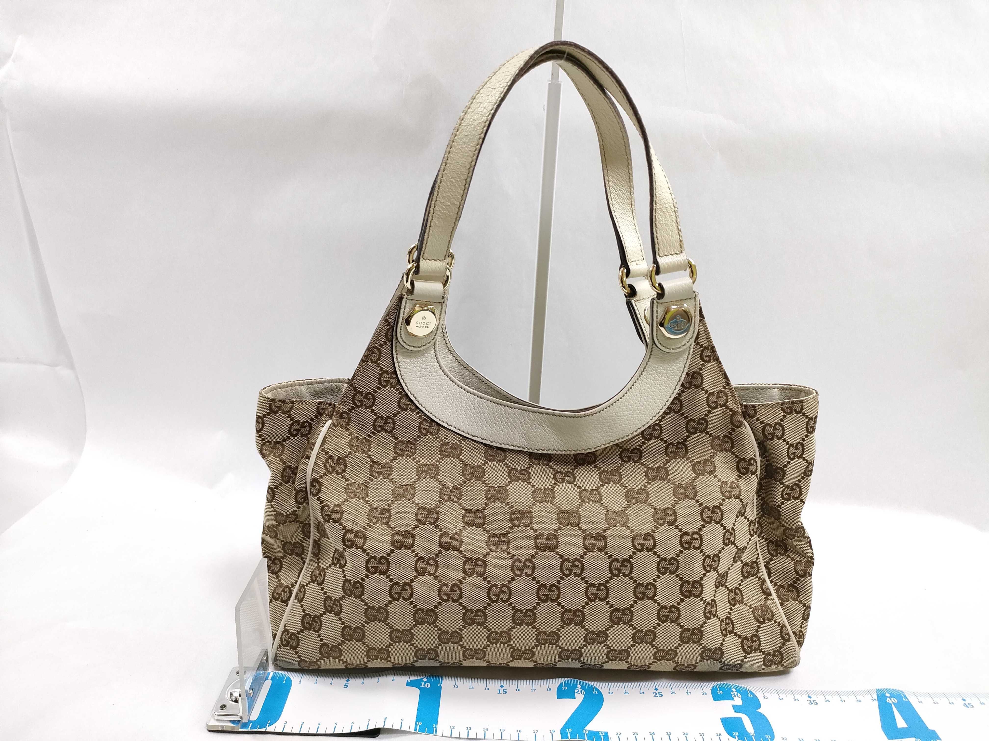 GG Canvas Handbag, Canvas x Leather, Beige x Brown, 154982 — view 2