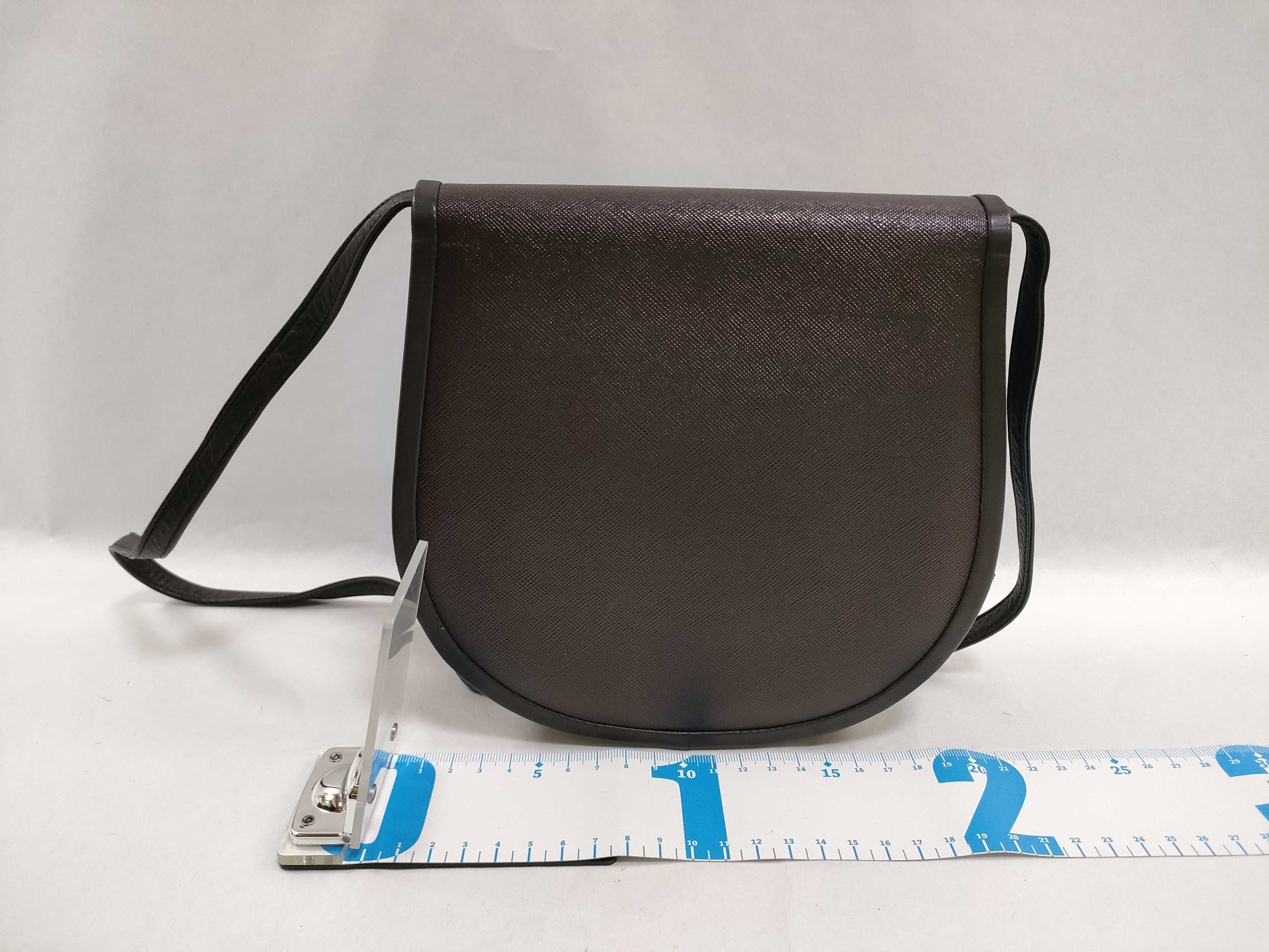 Leather Flap Shoulder Bag, Brown, W19cm — view 2