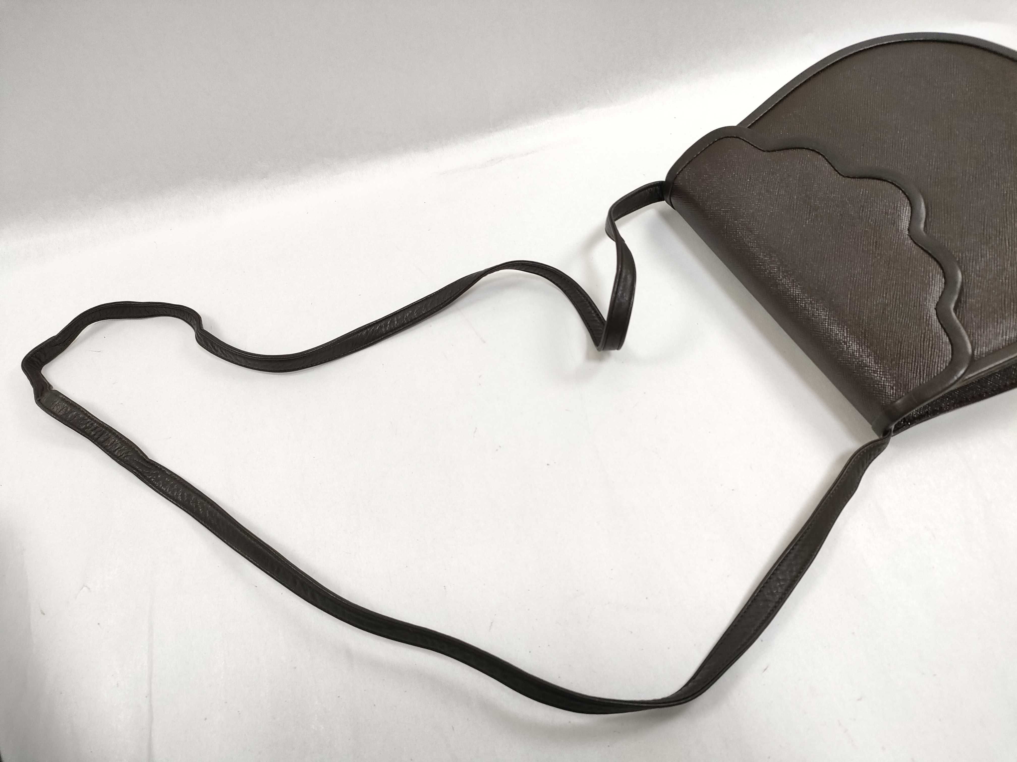 Leather Flap Shoulder Bag, Brown, W19cm — view 3
