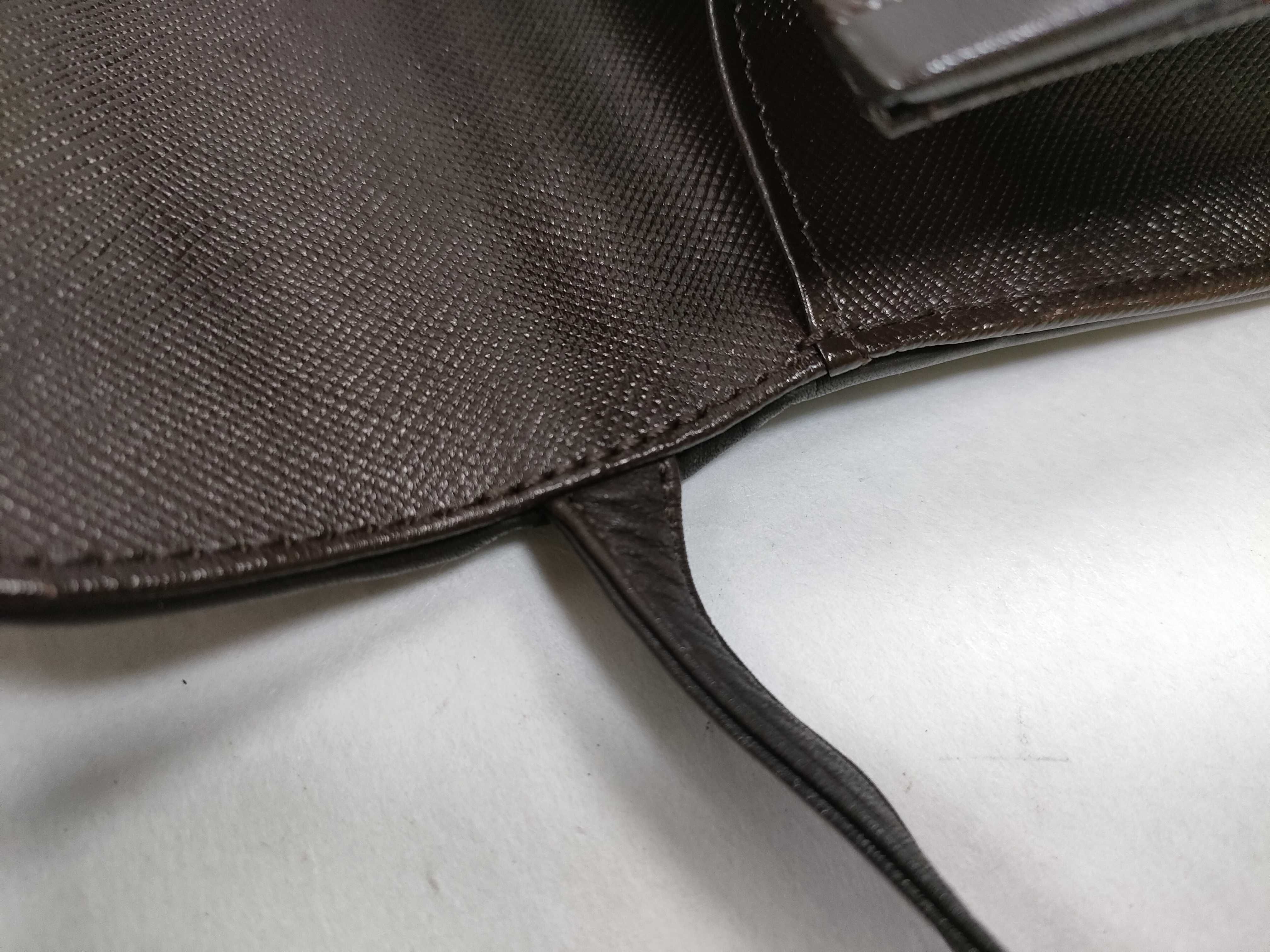 Leather Flap Shoulder Bag, Brown, W19cm — view 5