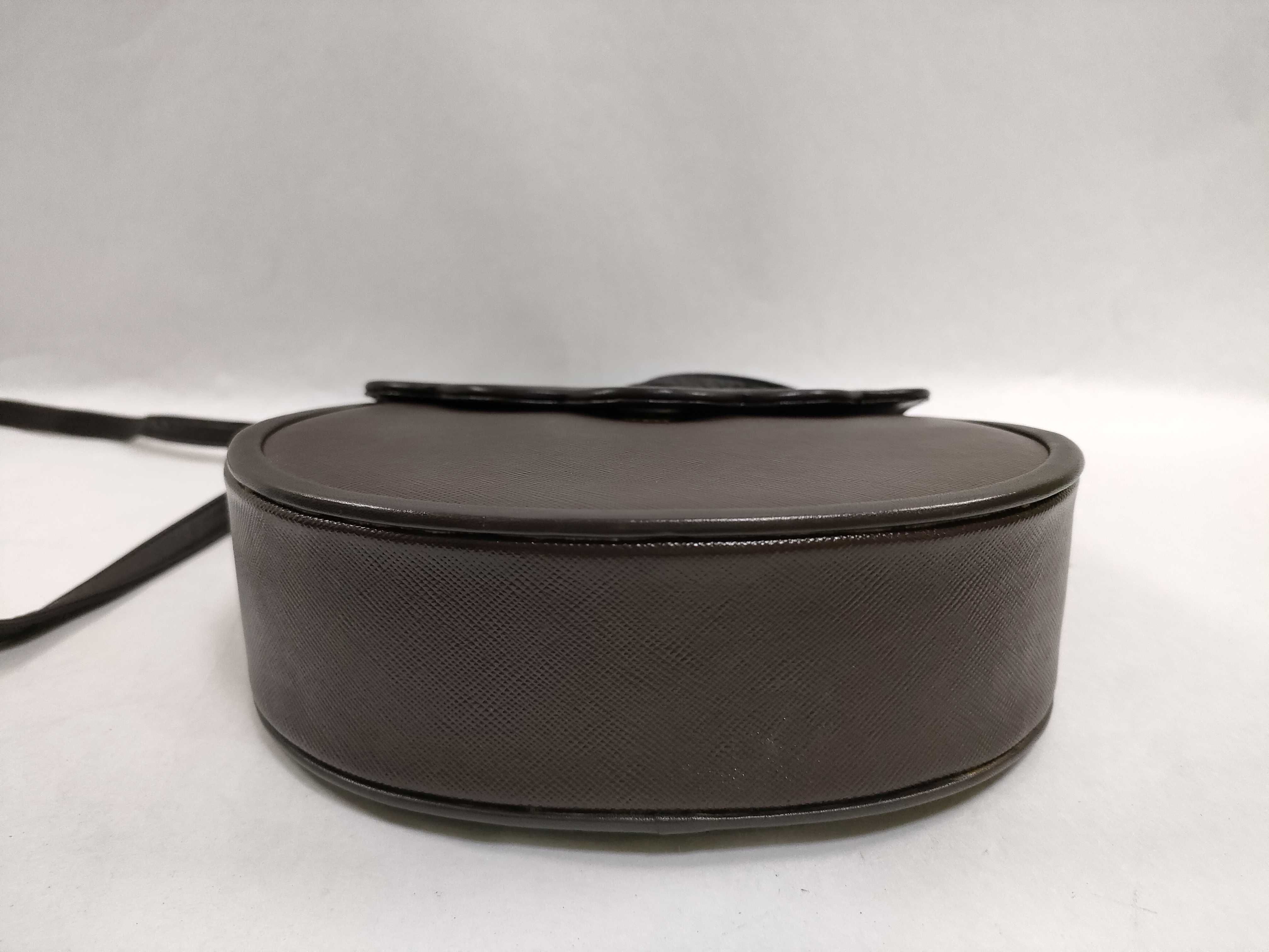 Leather Flap Shoulder Bag, Brown, W19cm — view 7