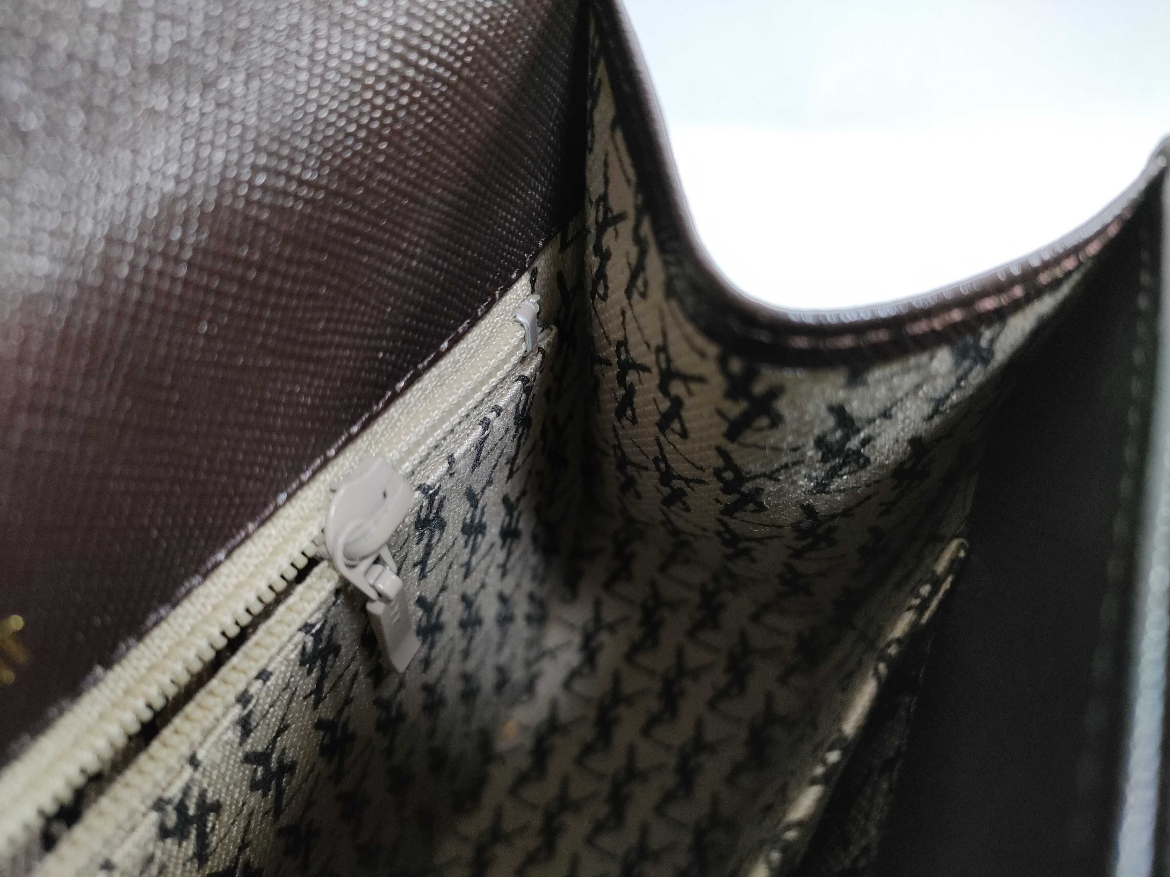 Leather Flap Shoulder Bag, Brown, W19cm — view 10