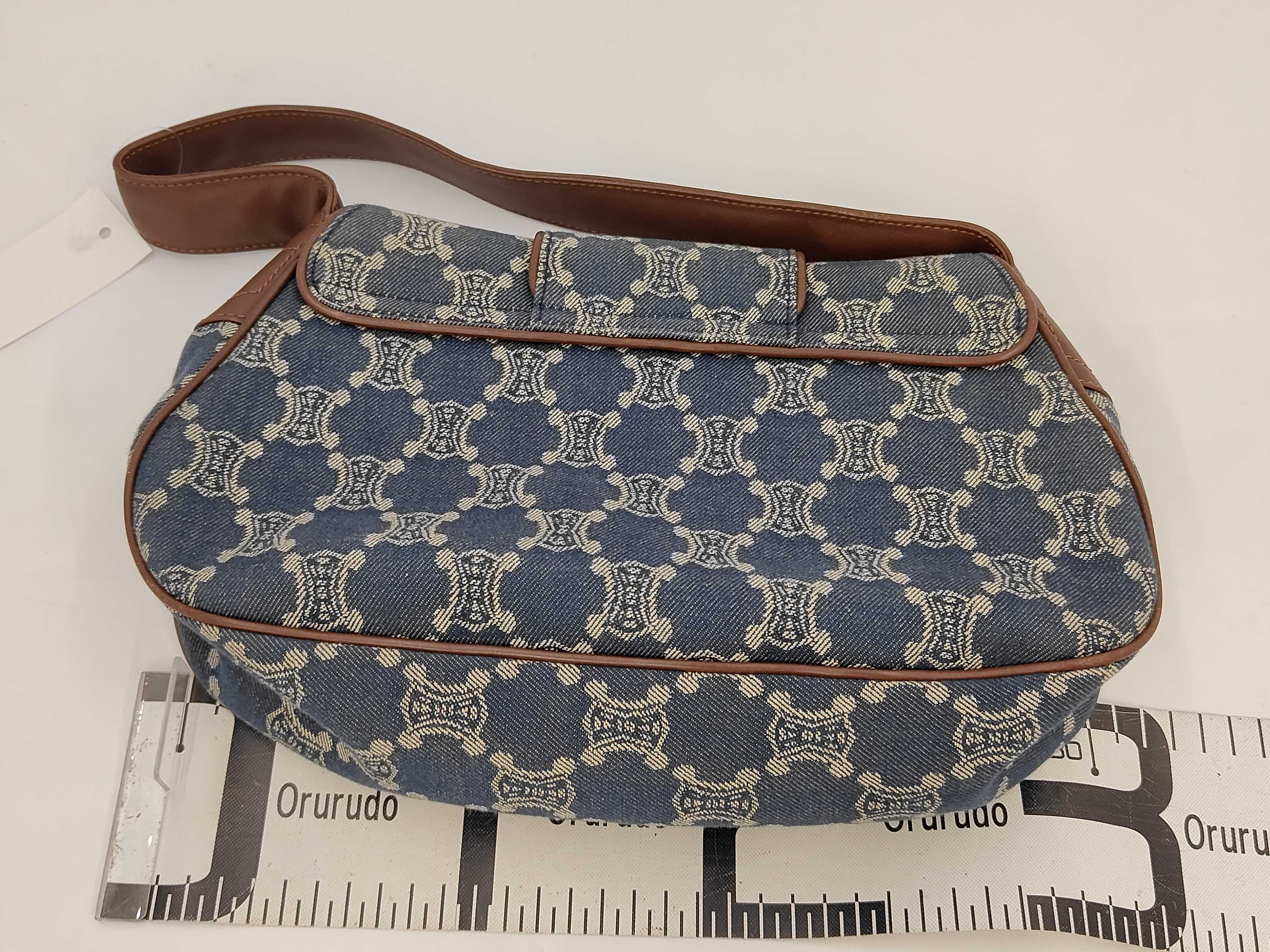 Triomphe Denim One-Shoulder Handbag — view 2