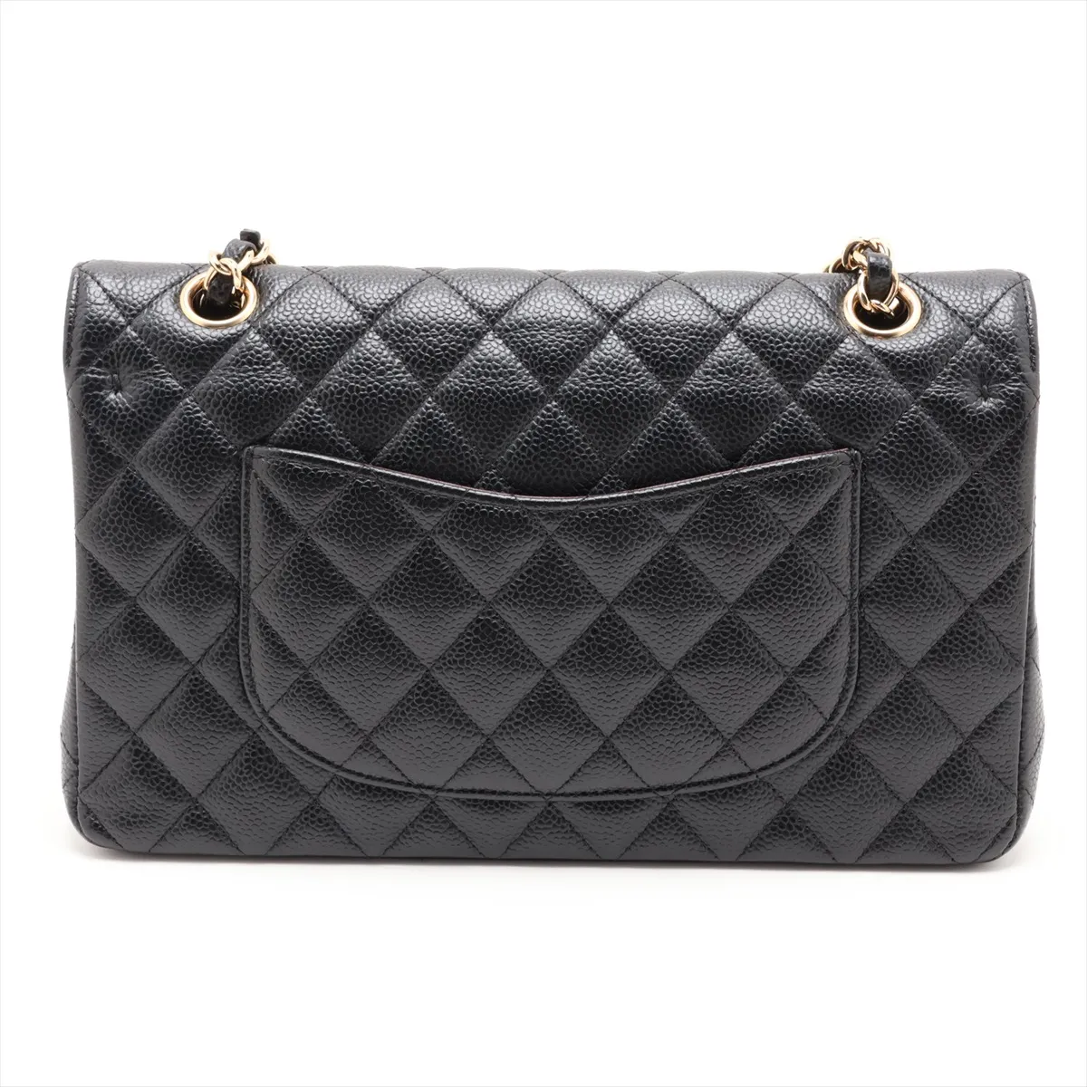 [Individually packaged] Chanel Matelassé 25 Caviar Skin Double Flap Double Chain Bag Black Gold Hardware A01112 — view 2