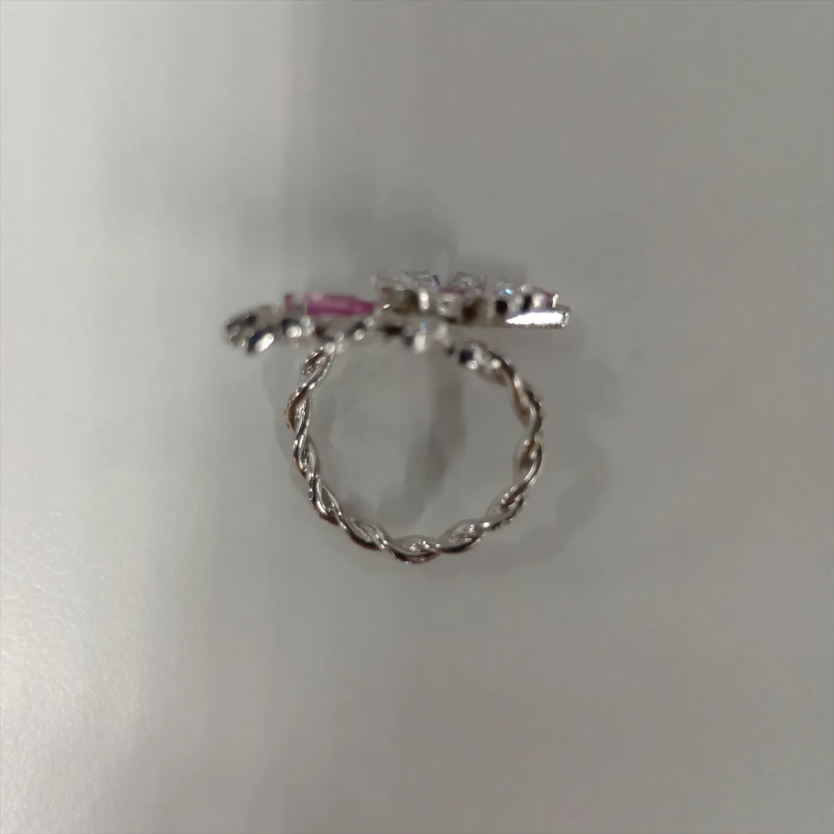 Flora pink sapphire diamond ring 750(WG) 4.8g 0.72 11 Small stone chipping, some plating — view 5