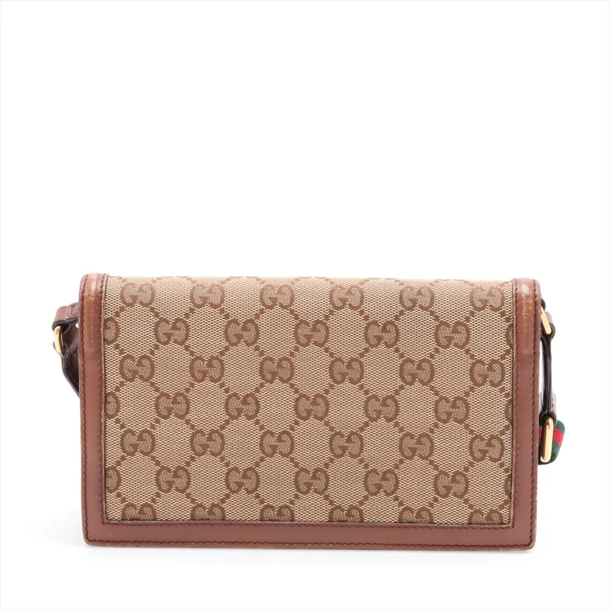 GG Canvas Horsebit 382275 Canvas x Leather Shoulder Bag Beige x Brown — view 2
