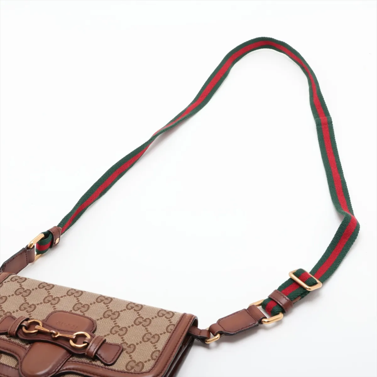 GG Canvas Horsebit 382275 Canvas x Leather Shoulder Bag Beige x Brown — view 5