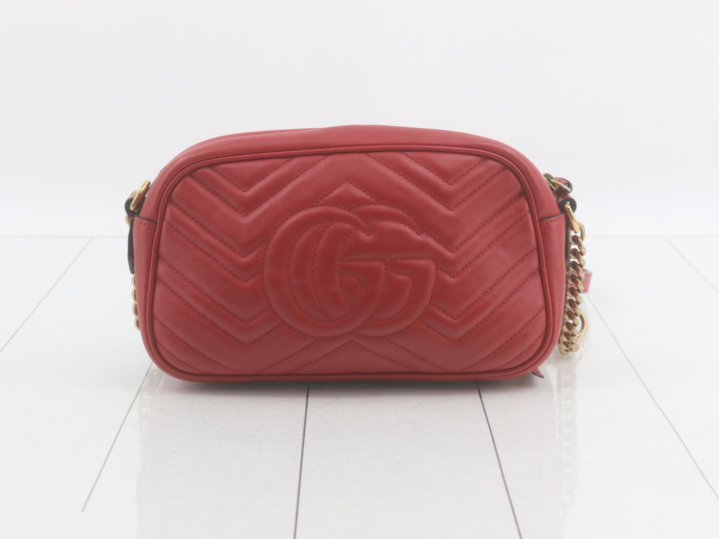 GG Marmont Quilted Small Camera Bag with Chain Shoulder Strap, Red — view 2