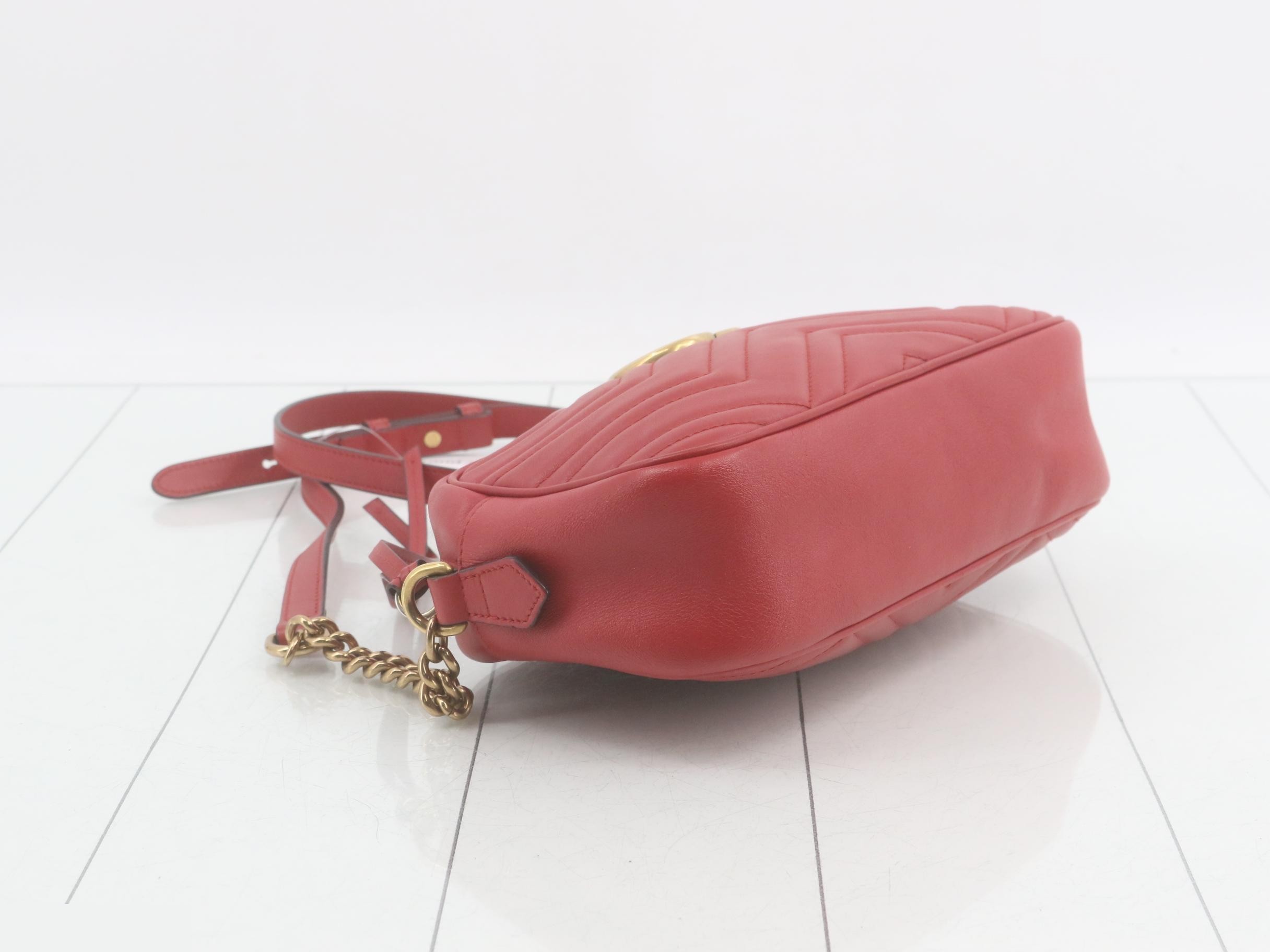 GG Marmont Quilted Small Camera Bag with Chain Shoulder Strap, Red — view 5