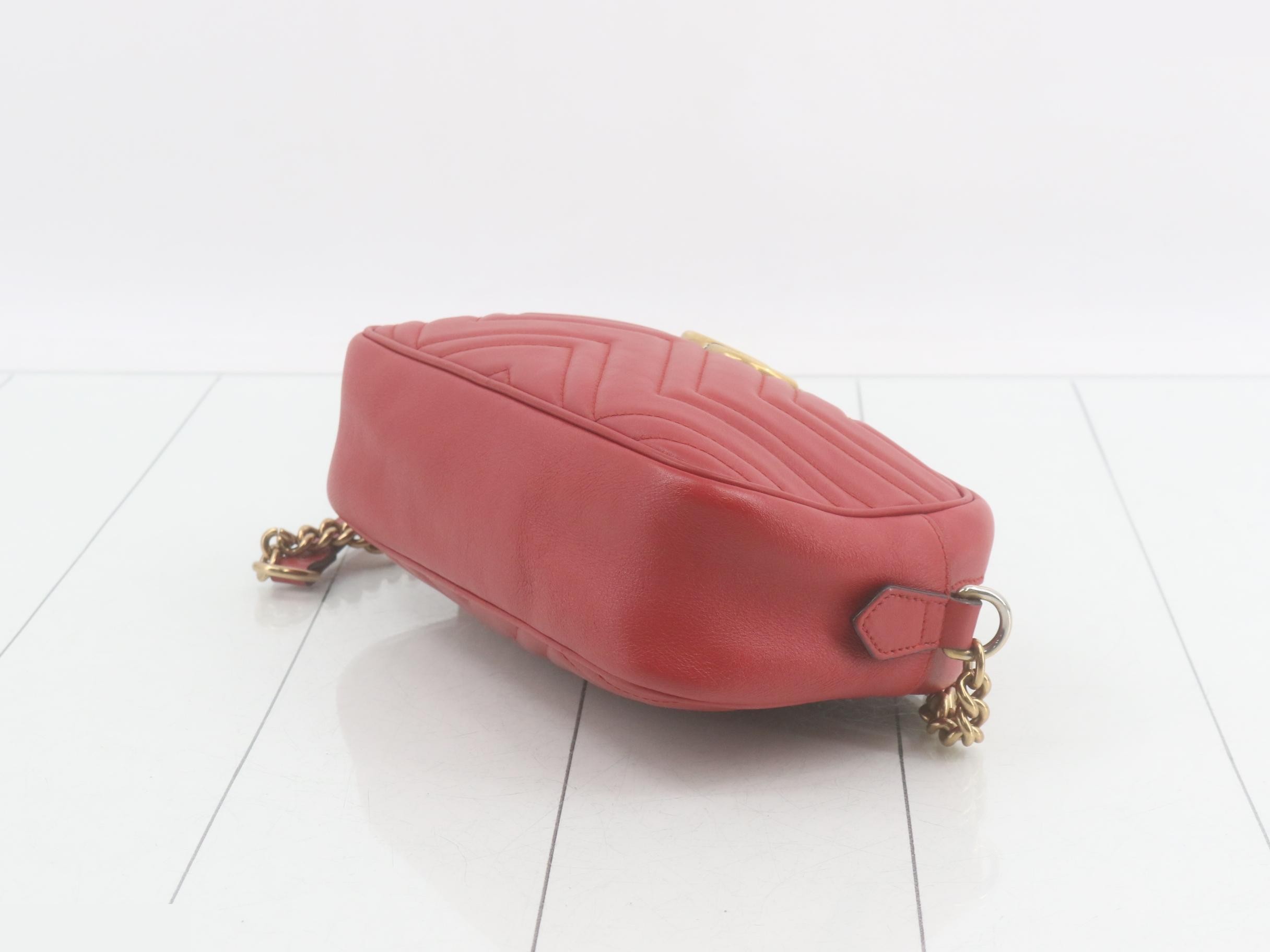 GG Marmont Quilted Small Camera Bag with Chain Shoulder Strap, Red — view 6