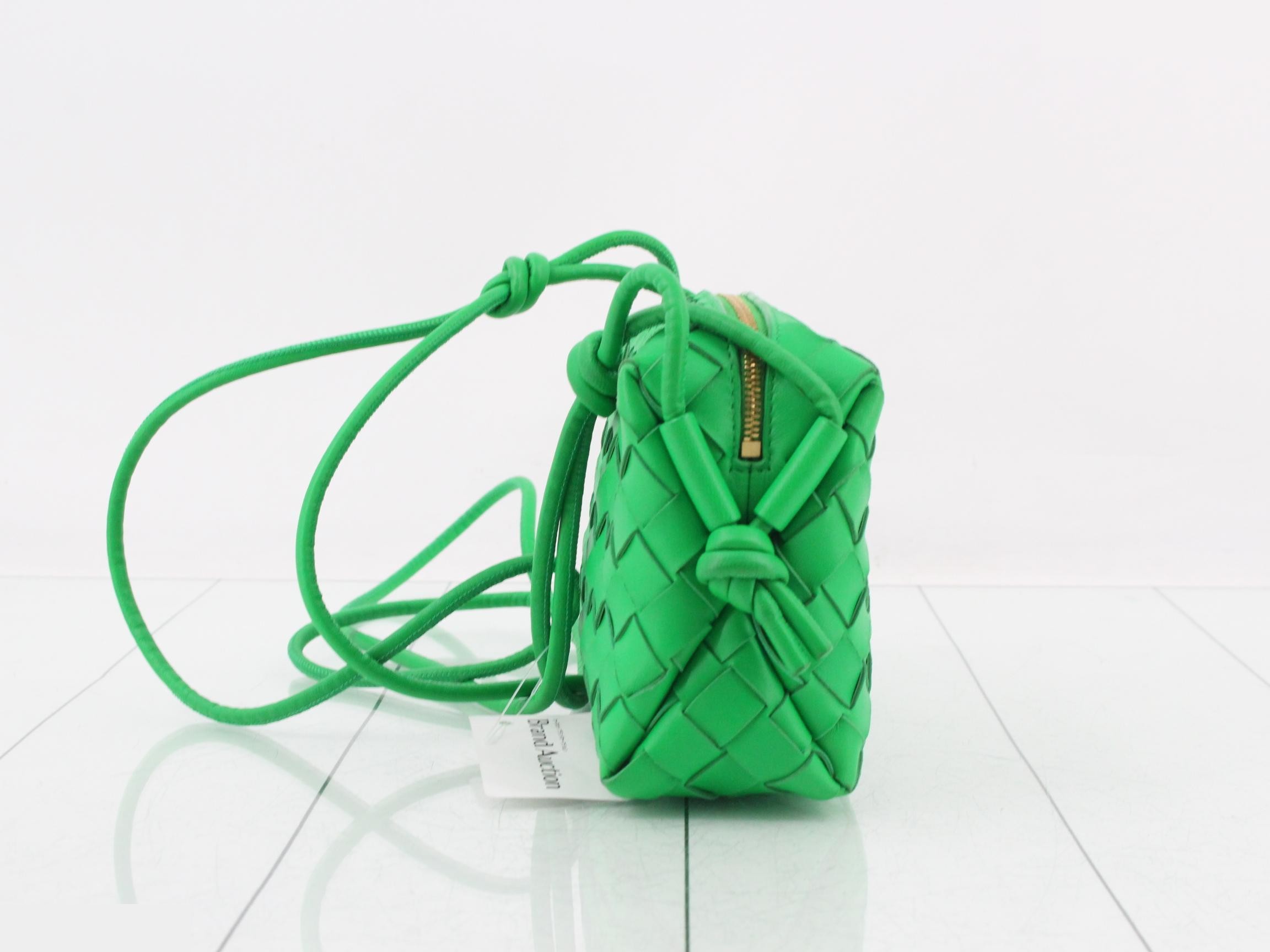 Mini Loop Camera Shoulder Bag, Leather, Green — view 3