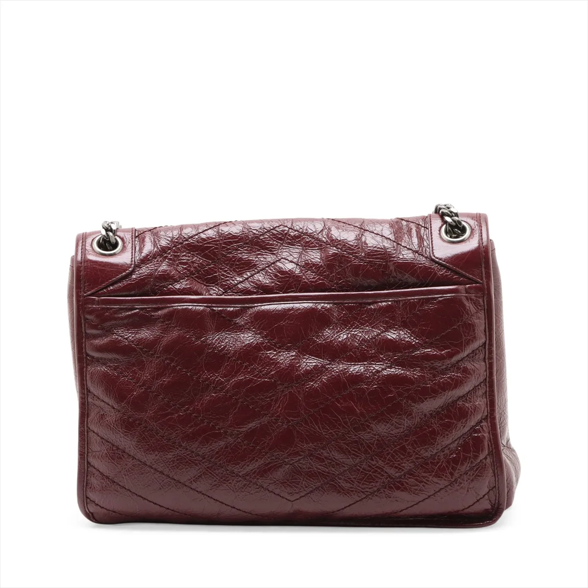 Niki Leather Chain Shoulder Bag, Bordeaux, 498883 — view 2